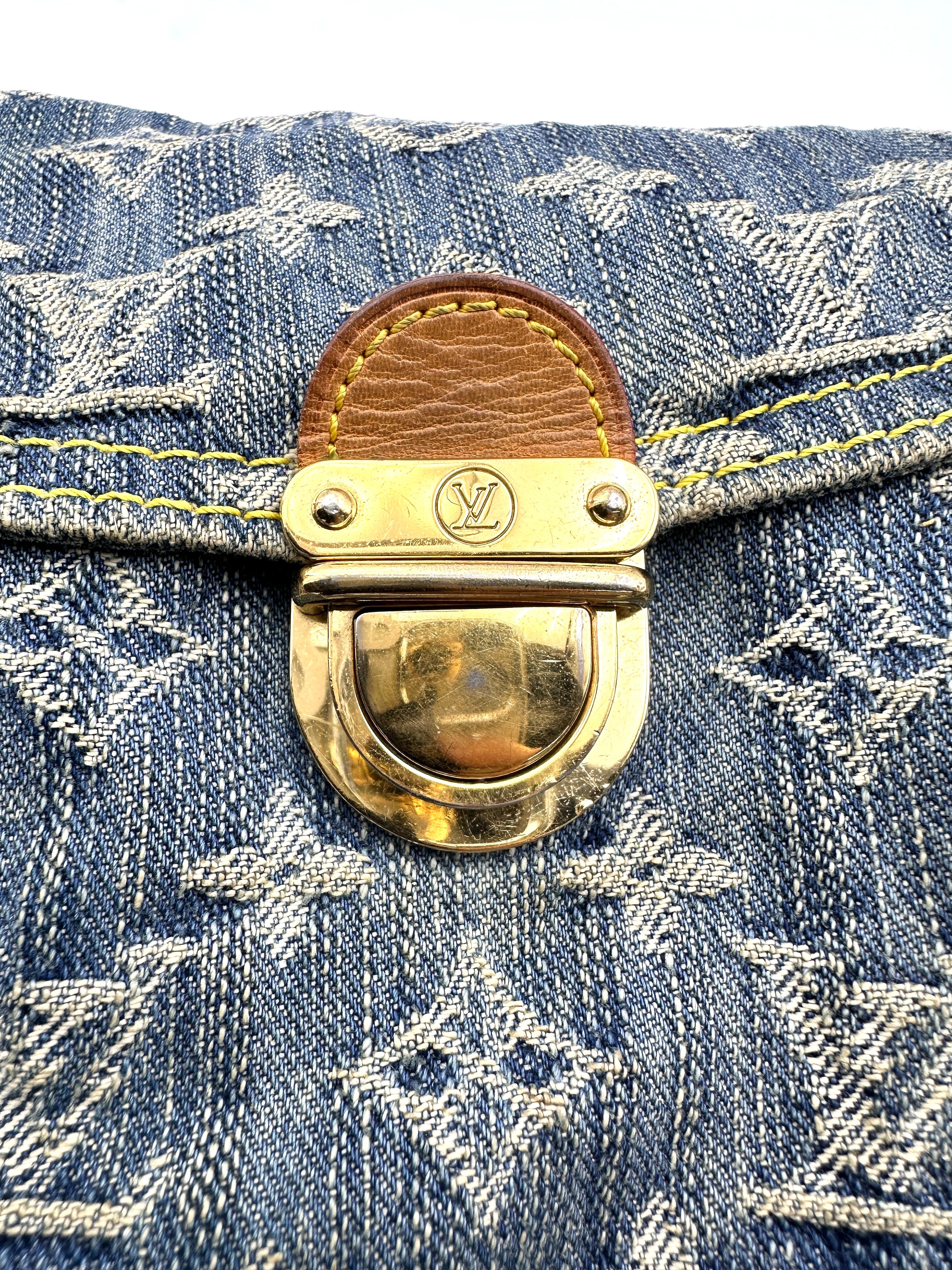 Louis Vuitton Blue Monogram Denim Pleaty Shoulder Bag