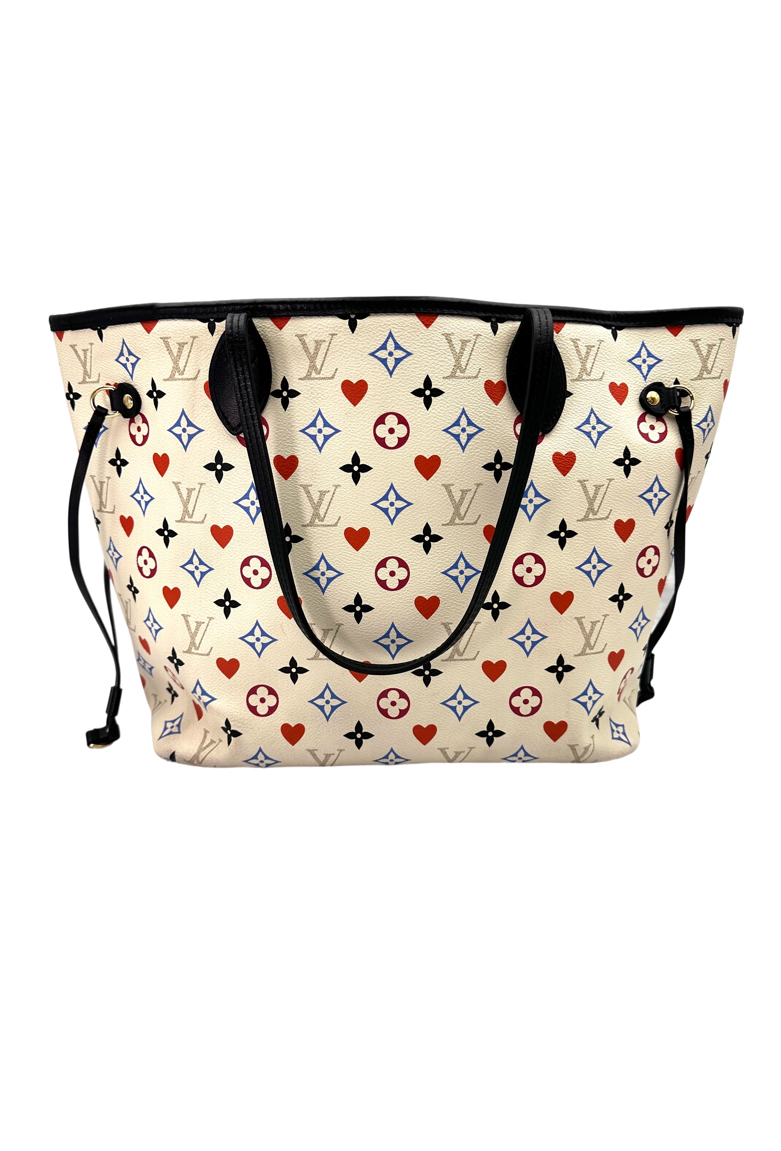 Louis Vuitton Game On Neverfull MM White Multicolor Monogram Tote Handle Bag