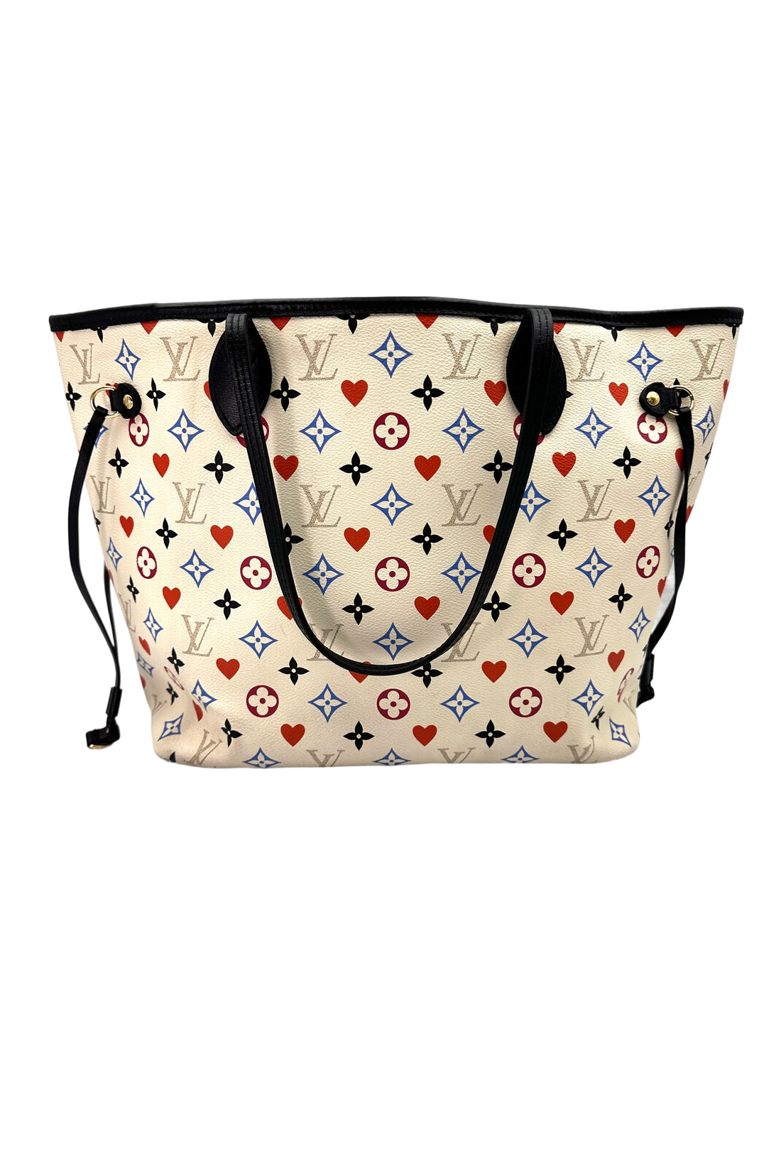 Louis Vuitton Game On Neverfull MM White Multicolor Monogram Tote Handle Bag
