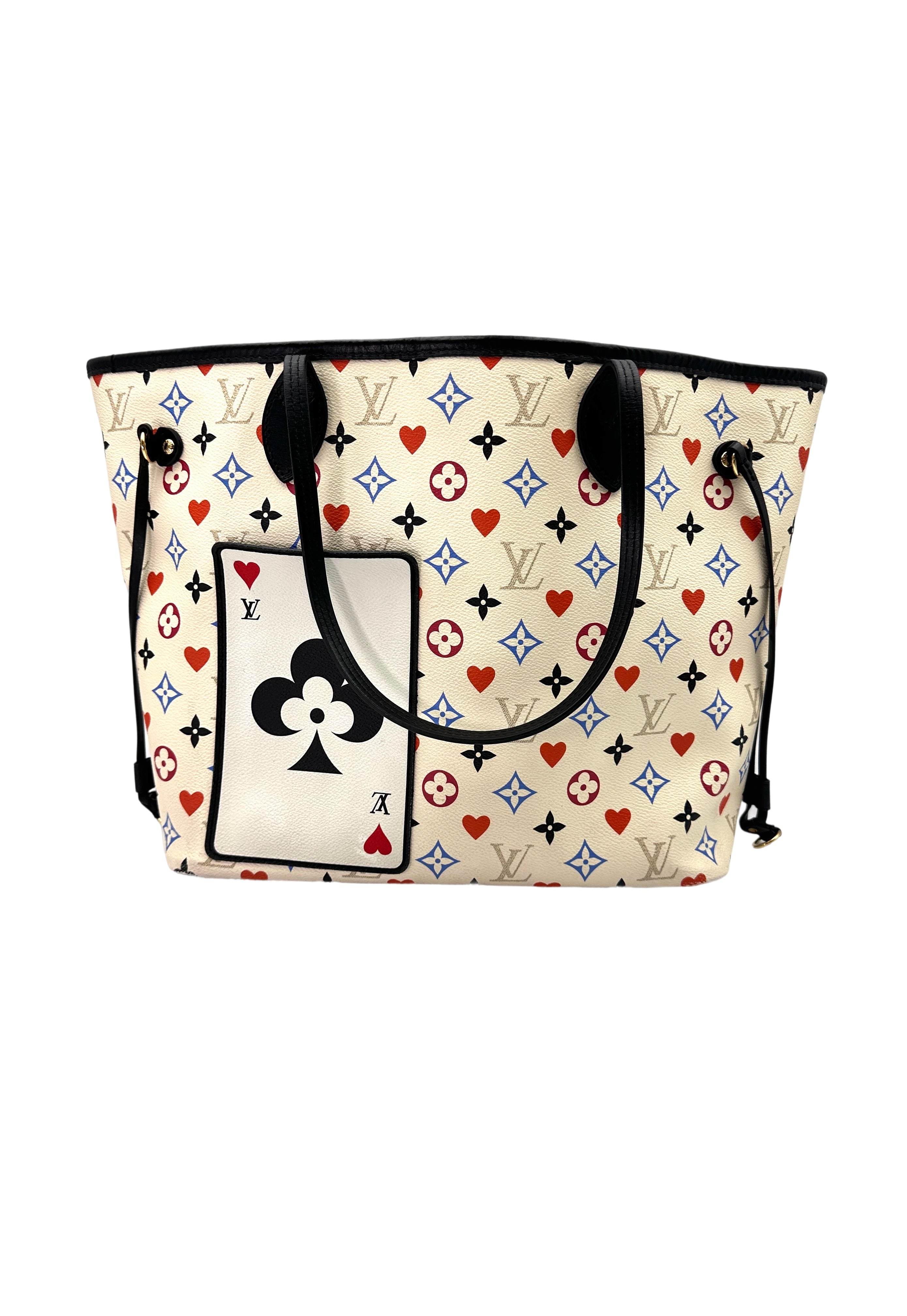 Louis Vuitton Game On Neverfull MM White Multicolor Monogram Tote Handle Bag