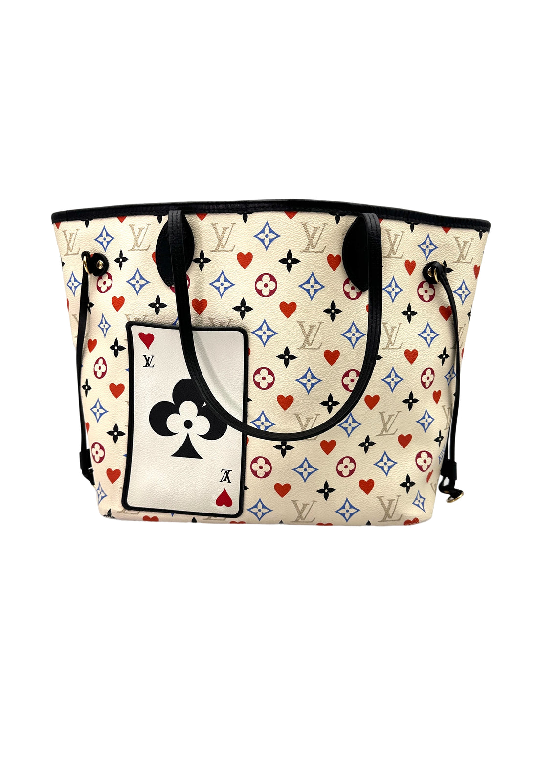 Louis Vuitton Game On Neverfull MM White Multicolor Monogram Tote Handle Bag