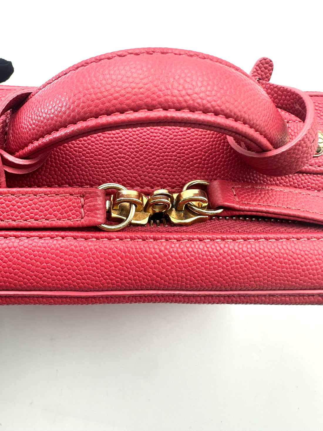 Chanel CC Filigree Red Quilted Leather Top Handle Vanity Case