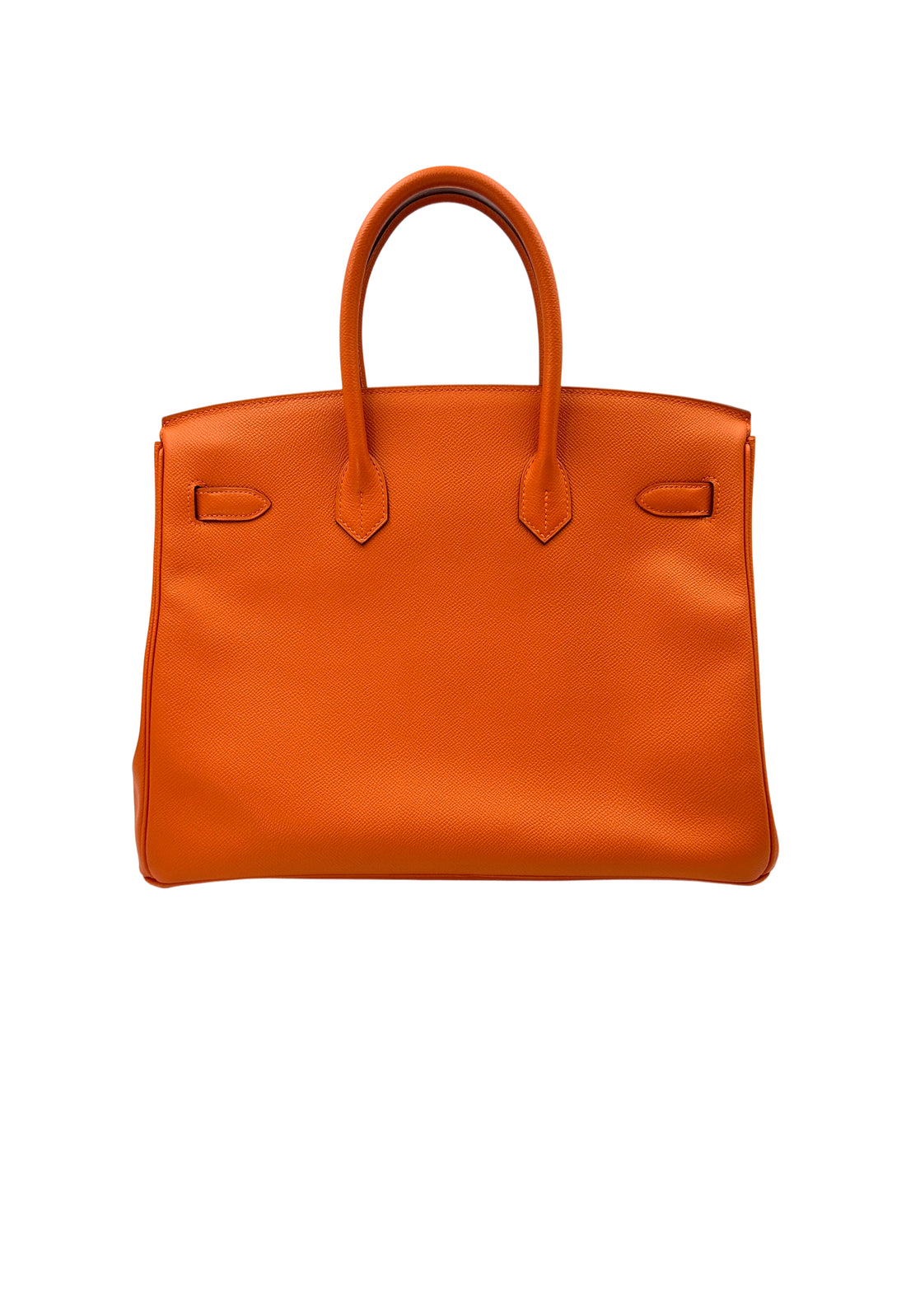 Hermes Birkin35 Orange Leather Handle Bag With Silver Hardware