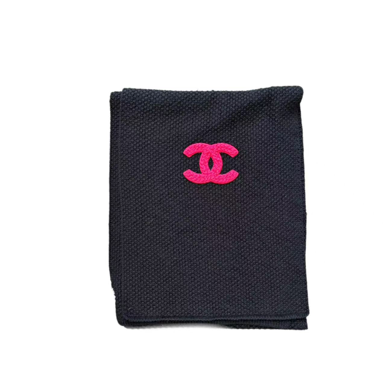 Chanel Coco Mark Black Cashmere Scarf