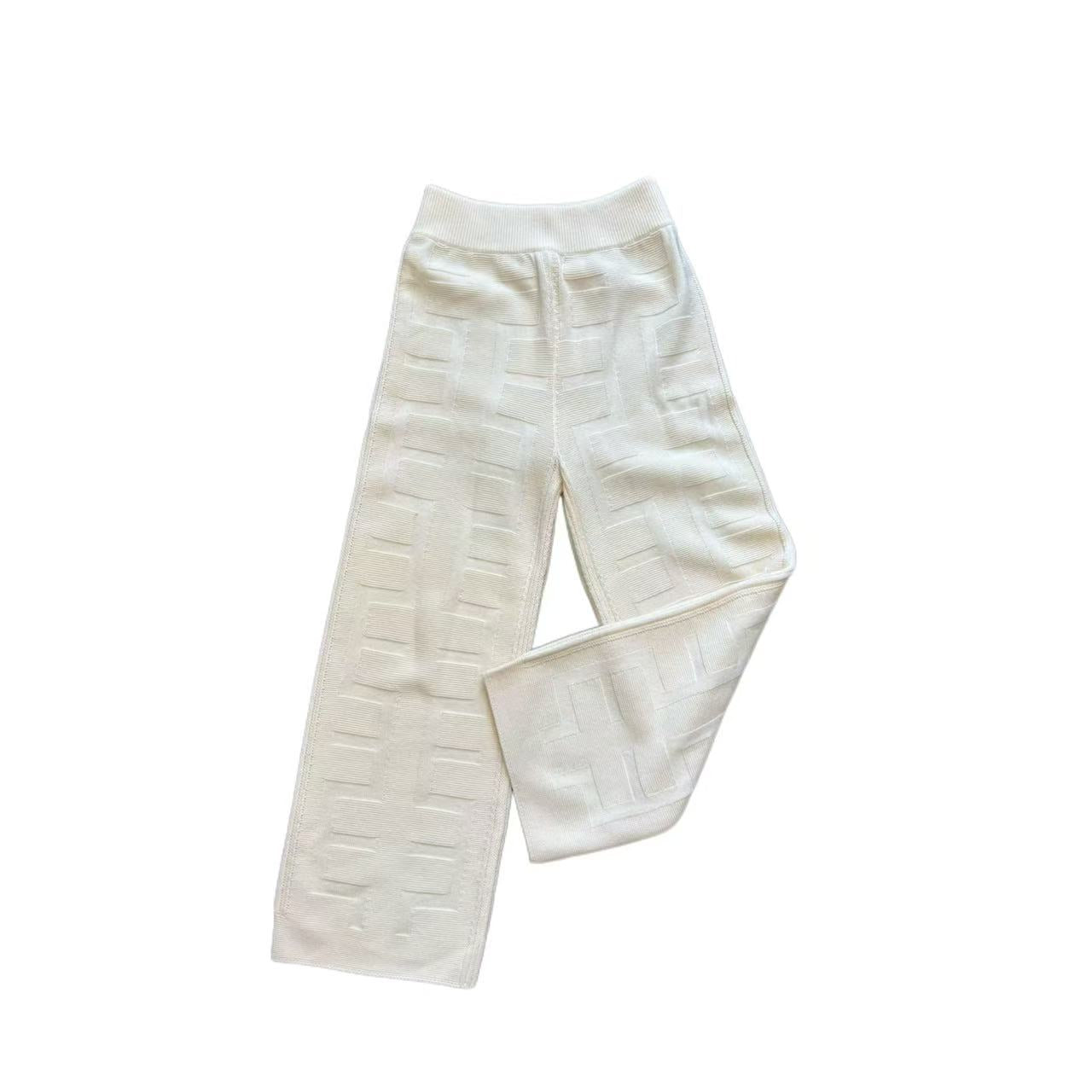 Hermès Pantalon en maille Blanc cassé