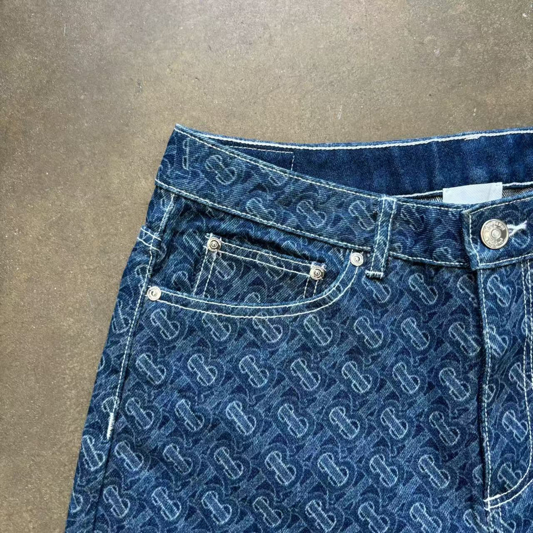 Burberry Blue TB Print Jeans