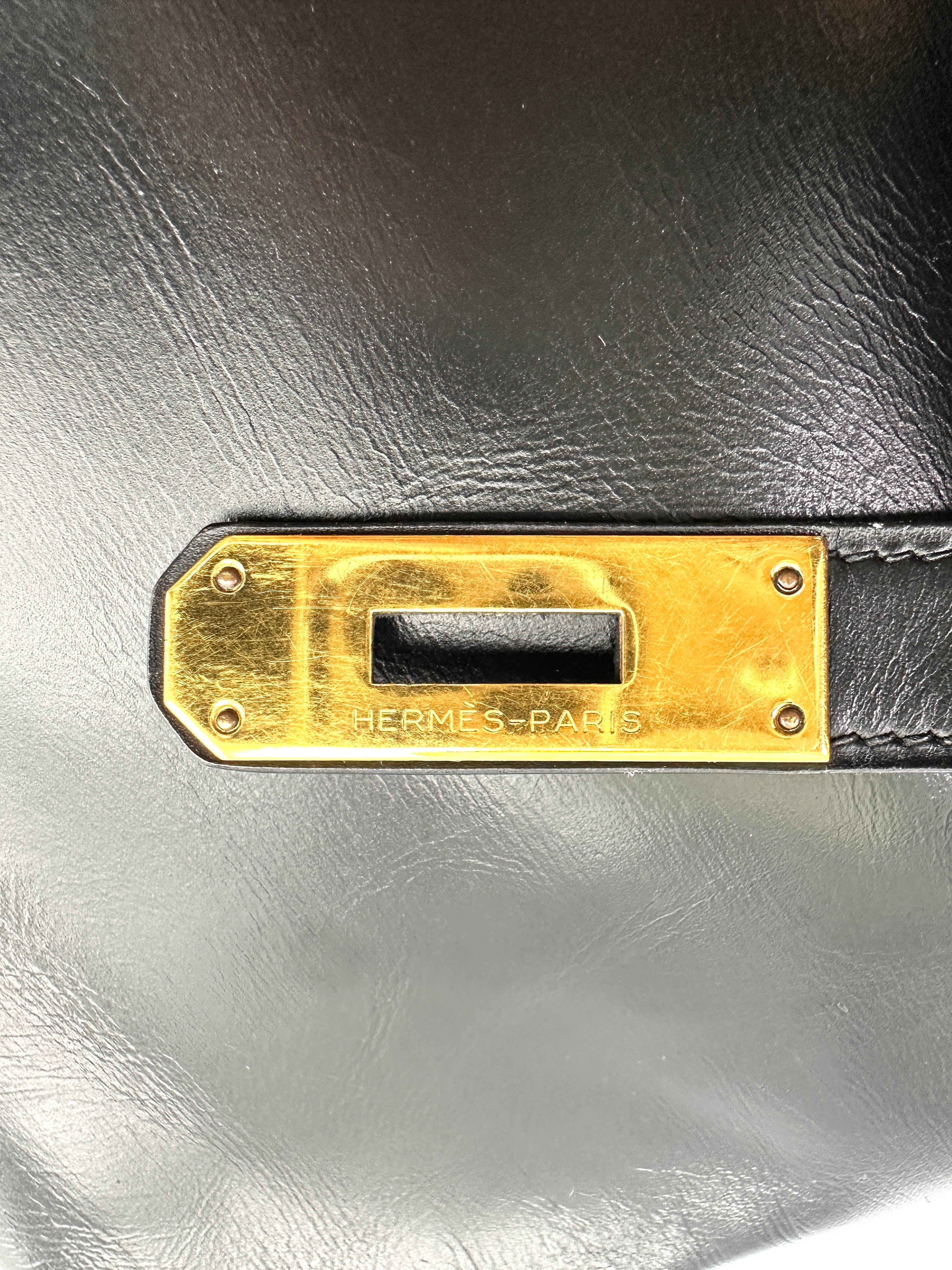 Hermès Vintage Noir Box Calfskin Kelly 32 GHW