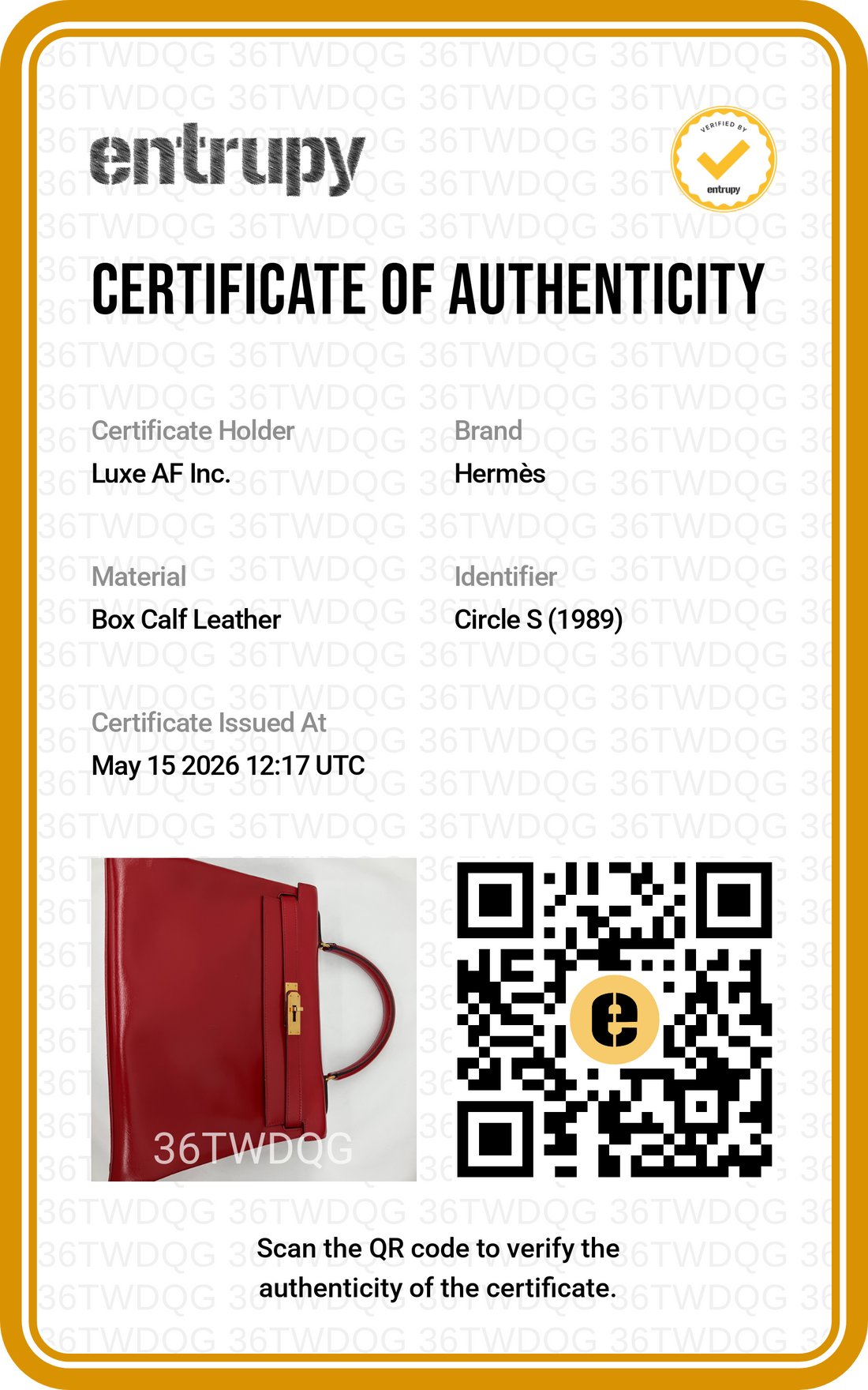 Hermès Kelly 32 Retourne Rouge H Box Calfskin GHW