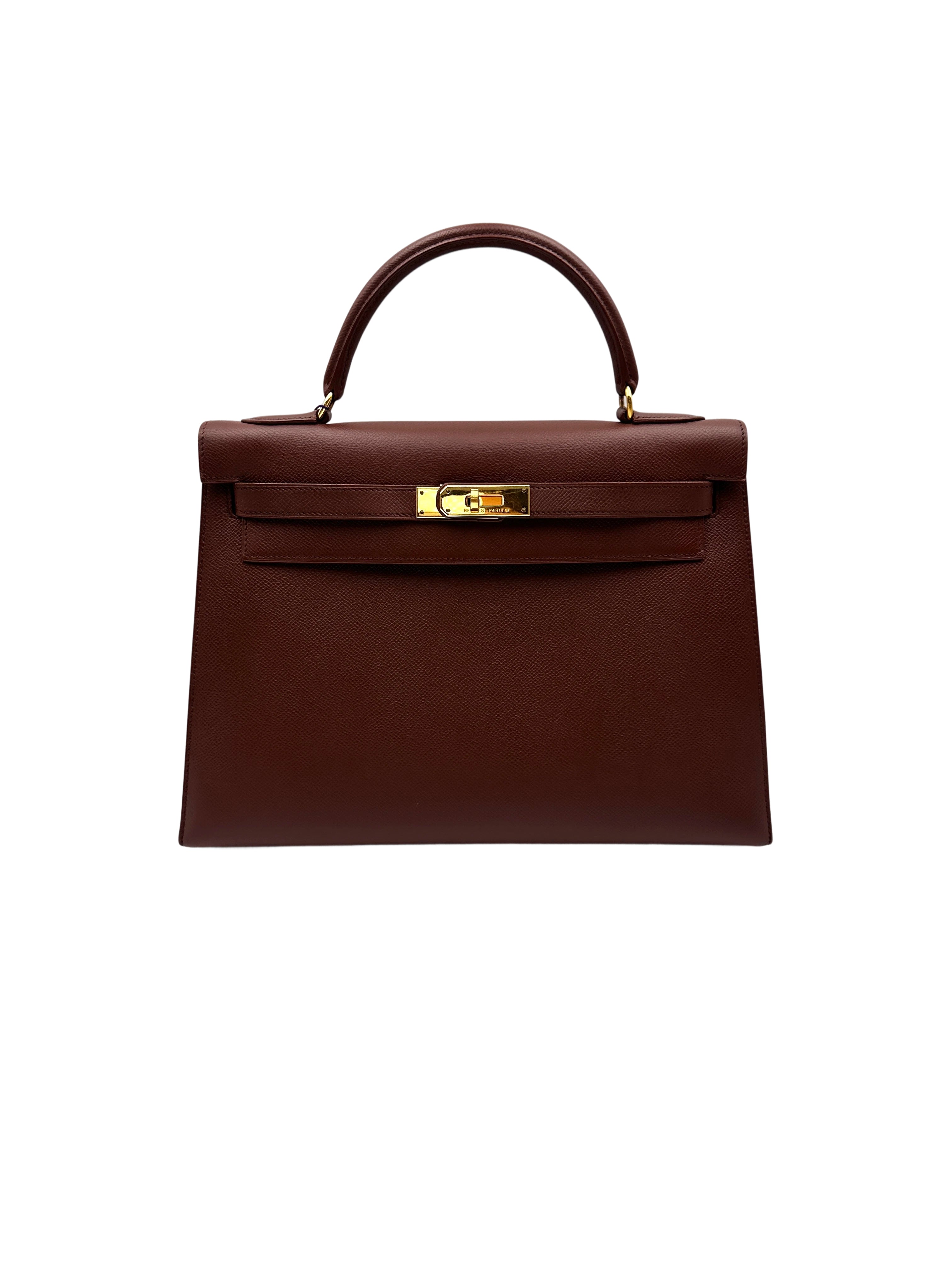 Hermès Vintage Rouge H Courchevel Kelly 32 Sellier GHW