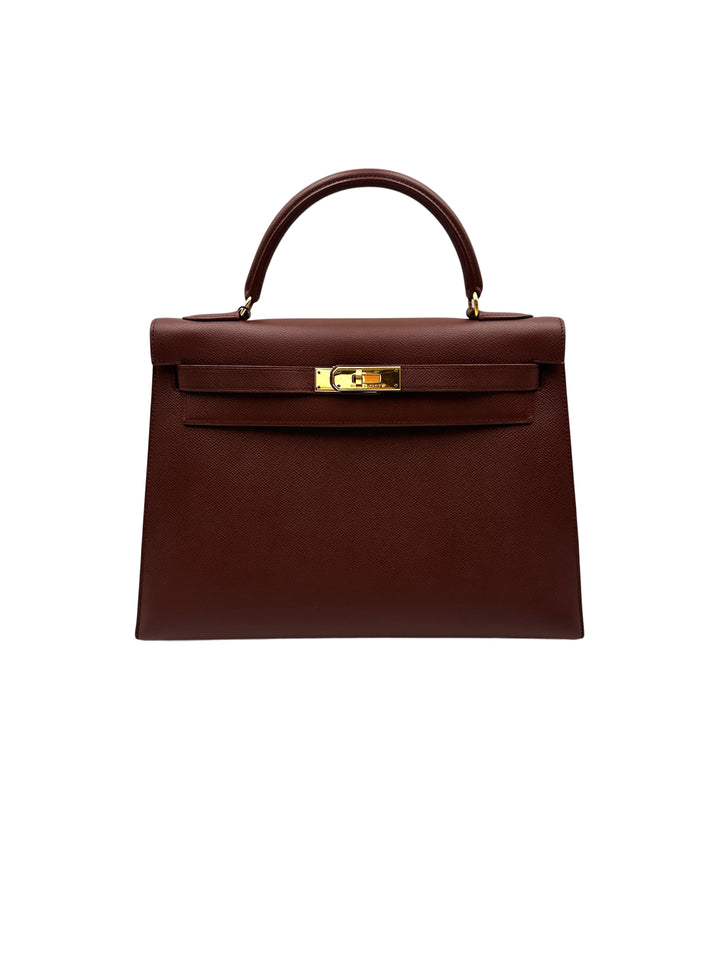 Hermès Vintage Rouge H Courchevel Kelly 32 Sellier GHW