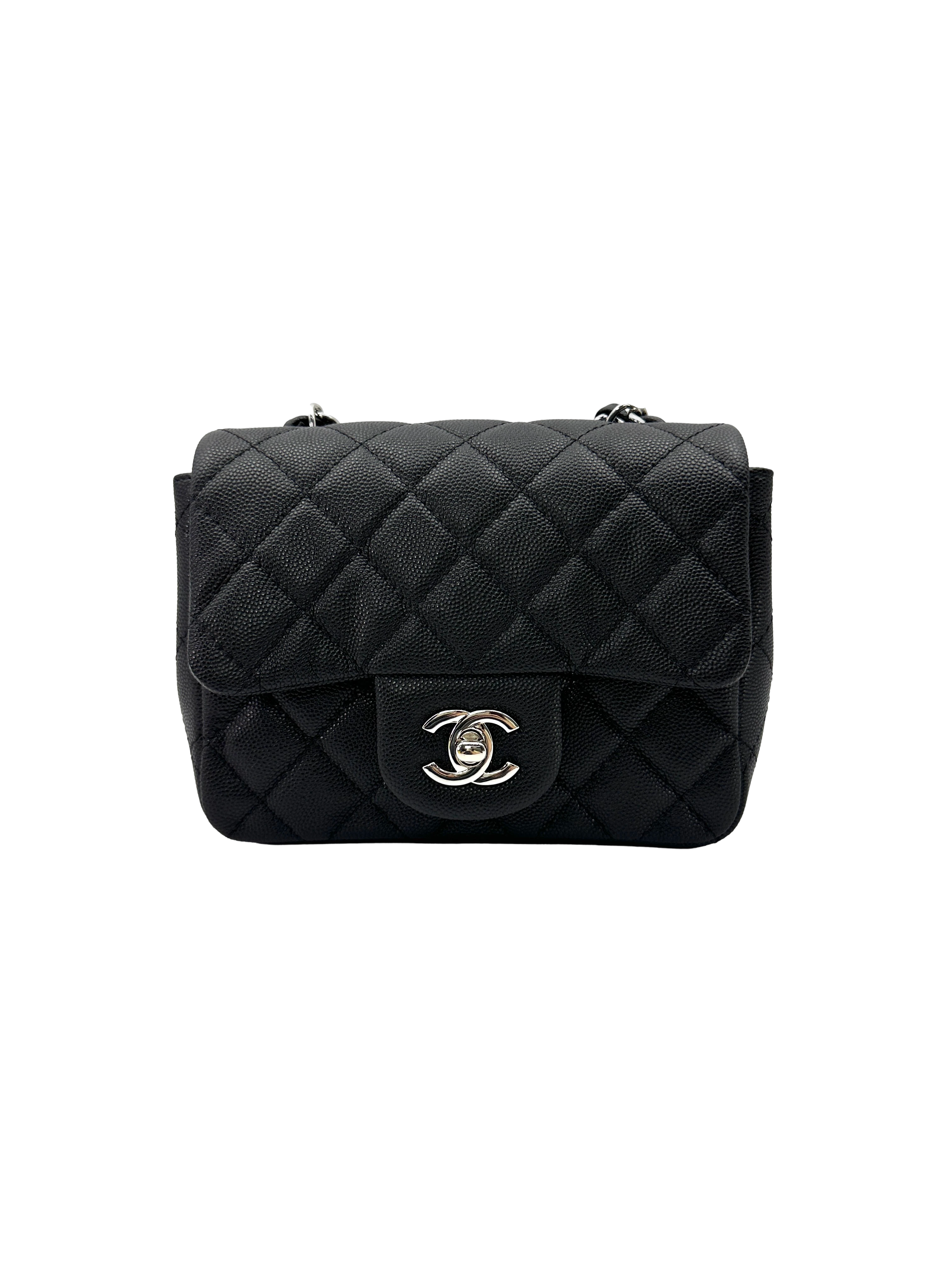 Chanel Mini Square Flap Black Caviar SHW