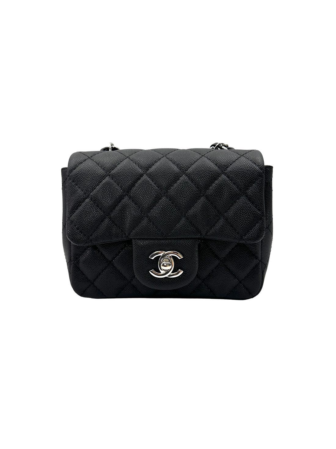 Chanel Mini Square Flap Black Caviar SHW