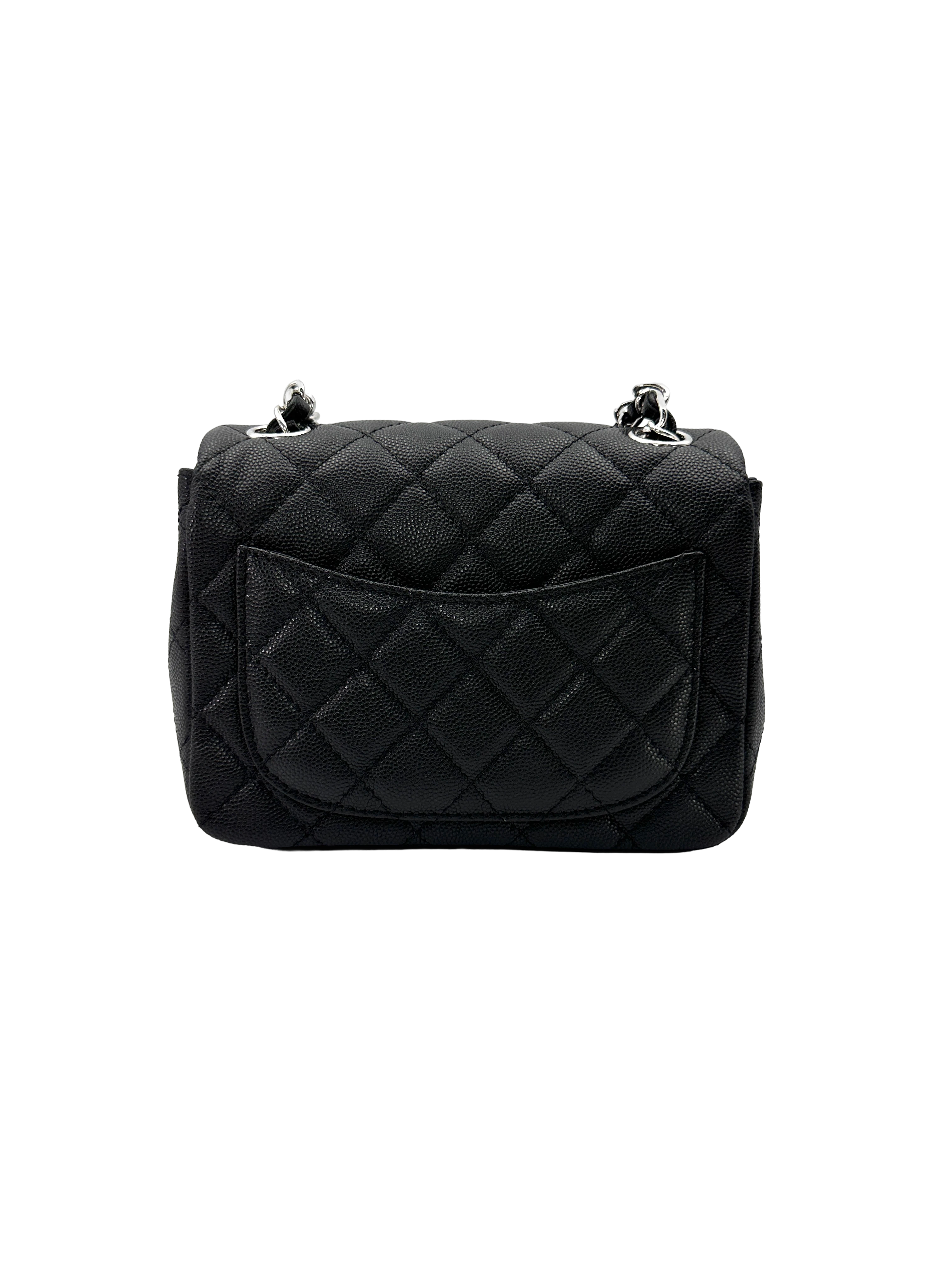 Chanel Mini Square Flap Black Caviar SHW