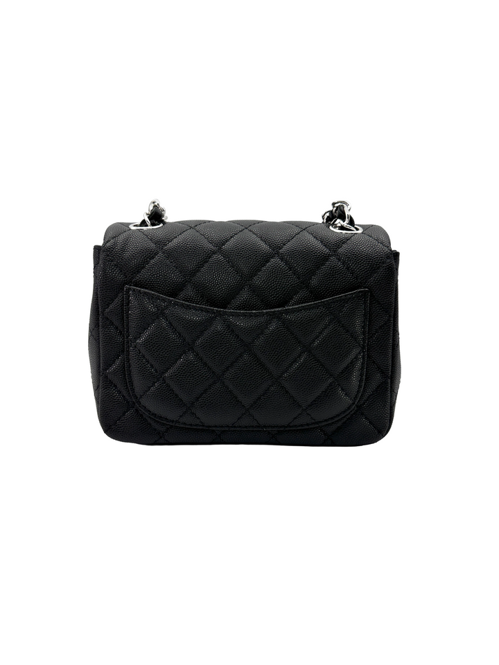 Chanel Mini Square Flap Black Caviar SHW