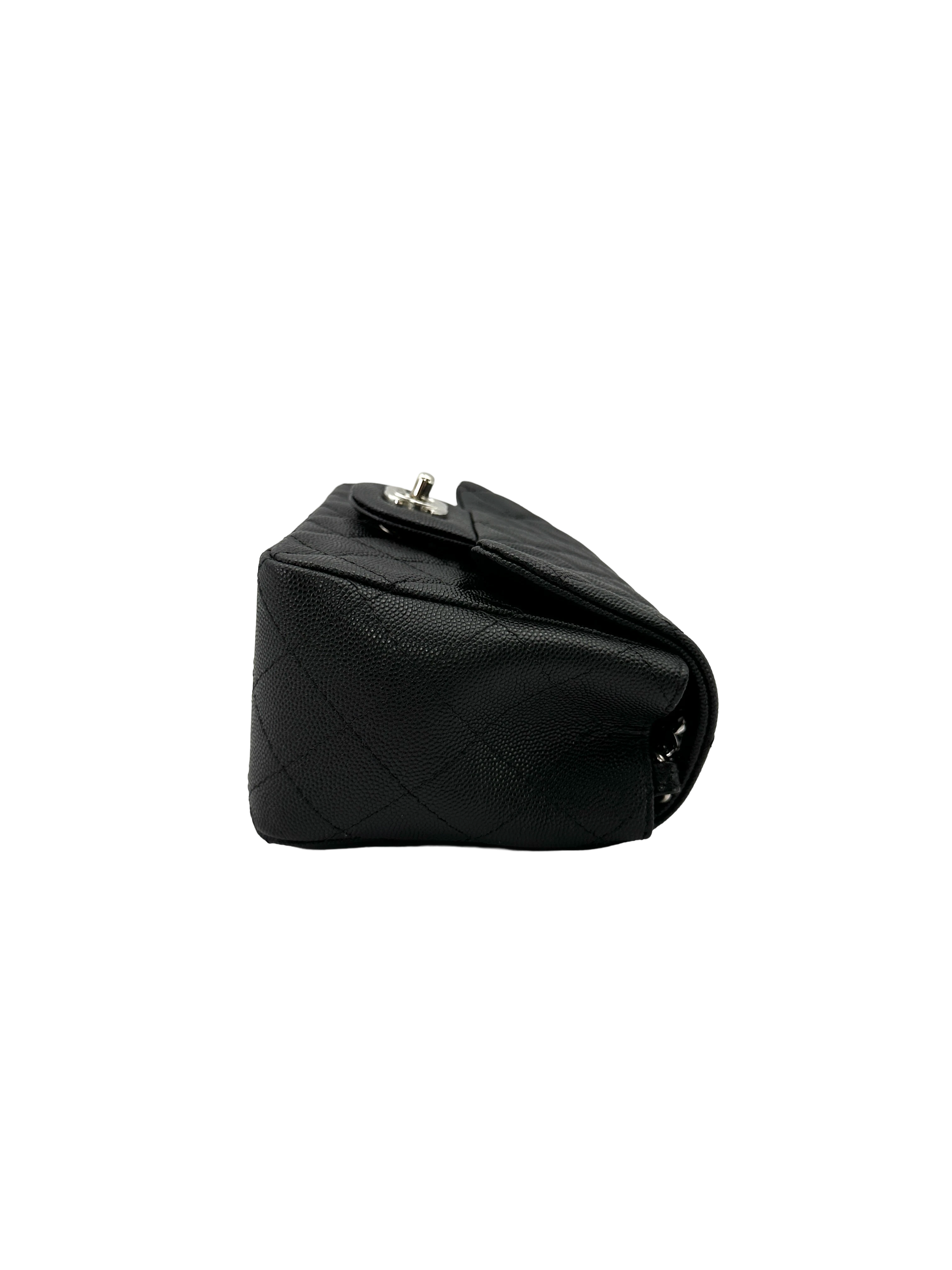 Chanel Mini Square Flap Black Caviar SHW