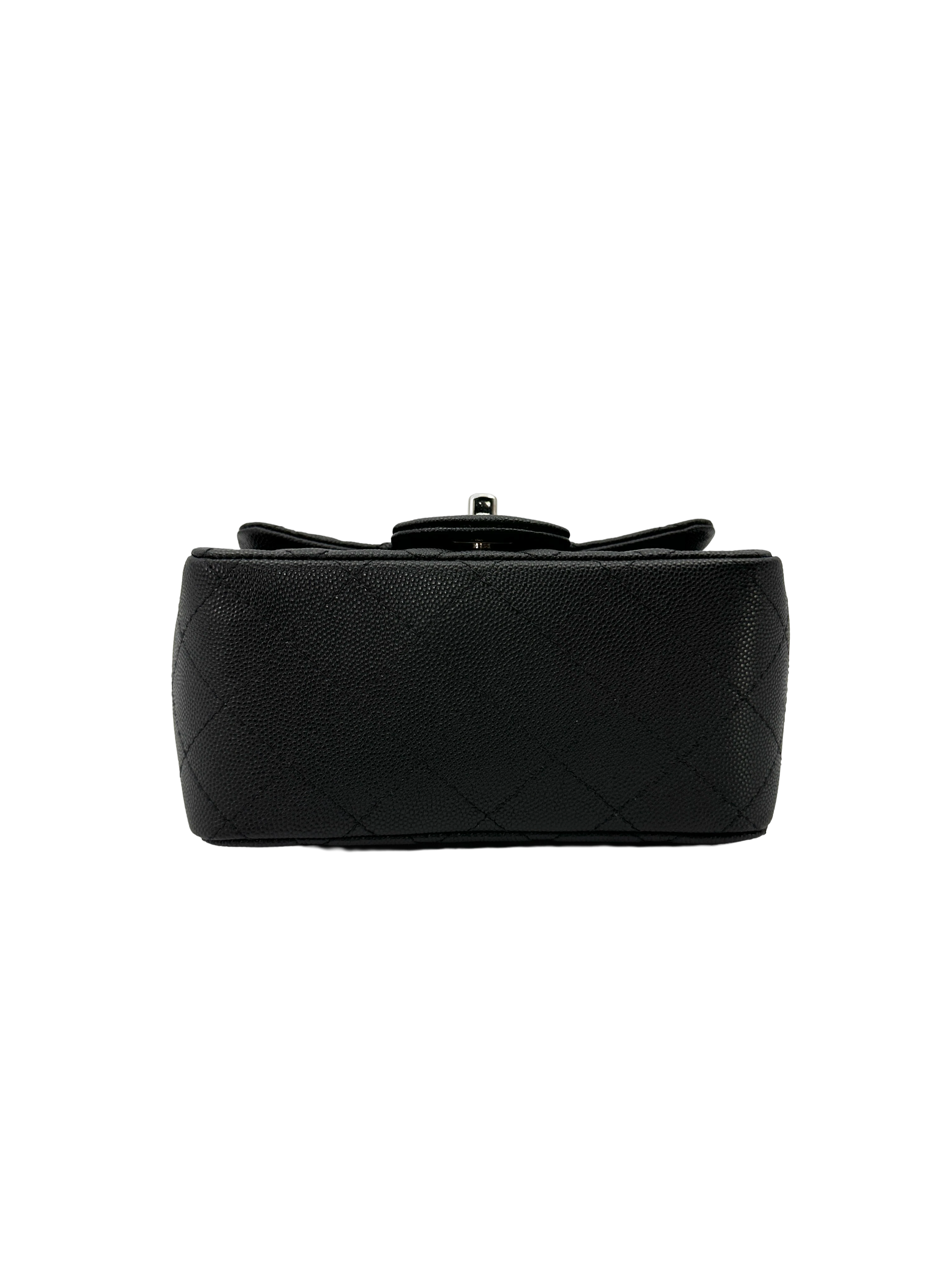 Chanel Mini Square Flap Black Caviar SHW