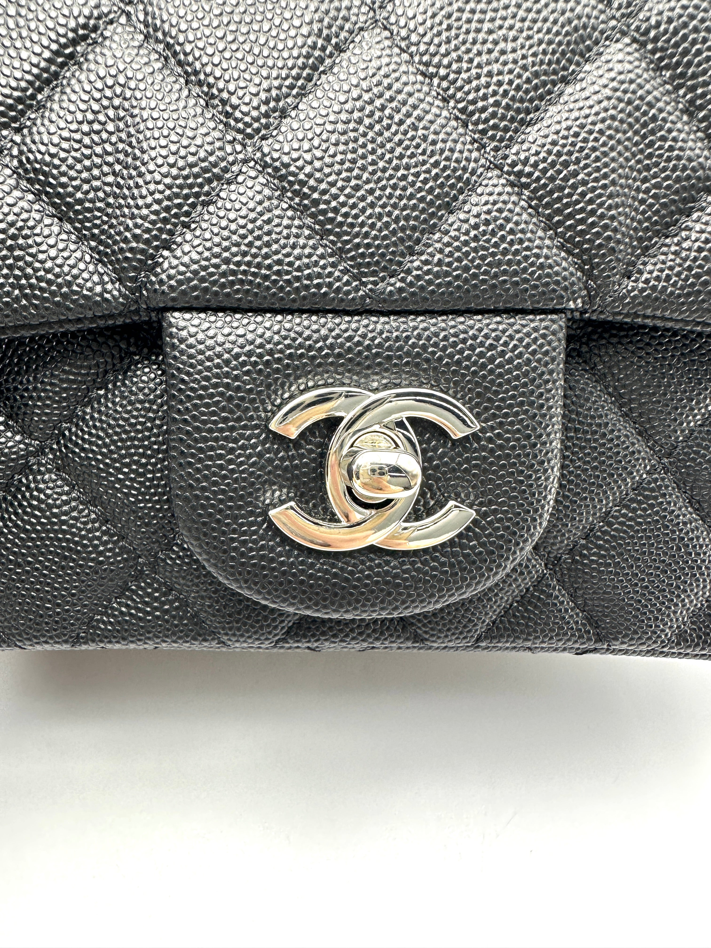 Chanel Mini Square Flap Black Caviar SHW