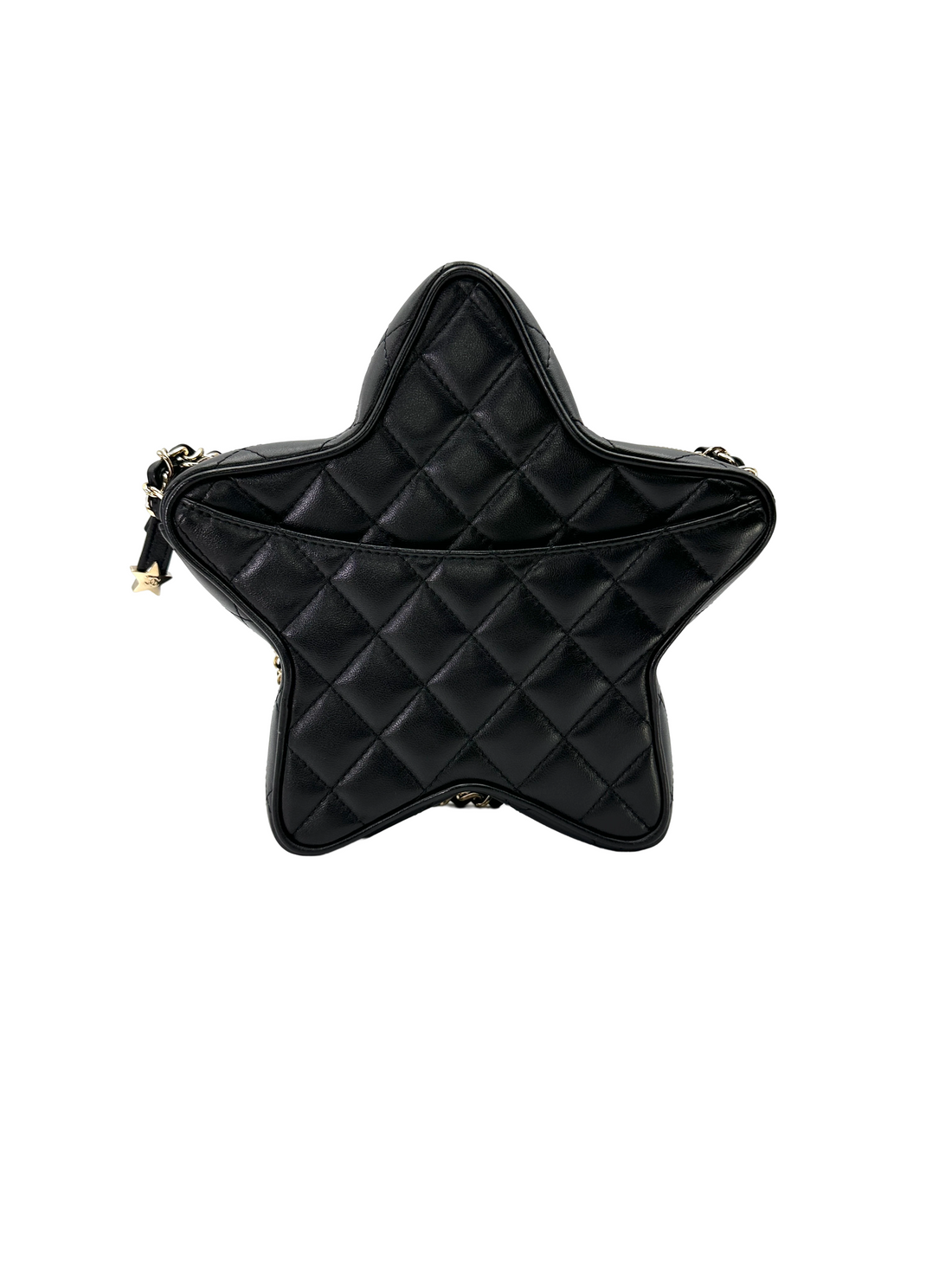 Chanel Walk of Fame Star Quilted Lambskin Chain Bag Black GHW
