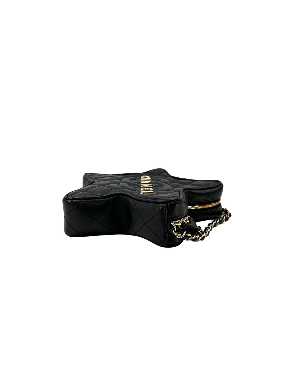 Chanel Walk of Fame Star Quilted Lambskin Chain Bag Black GHW