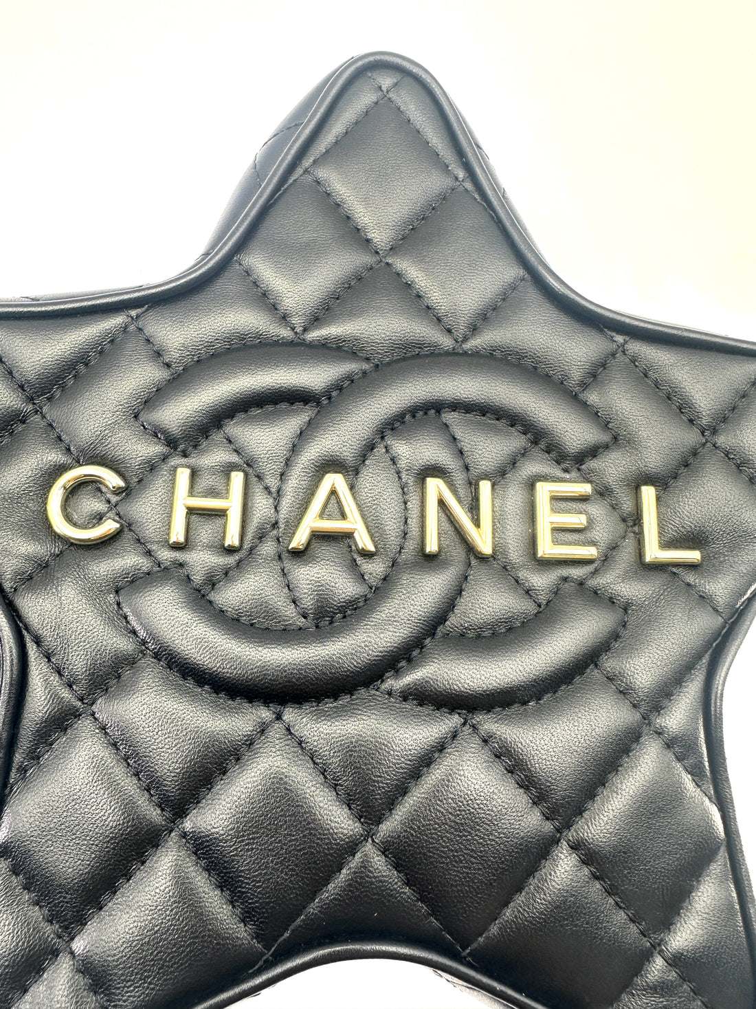 Chanel Walk of Fame Star Quilted Lambskin Chain Bag Black GHW