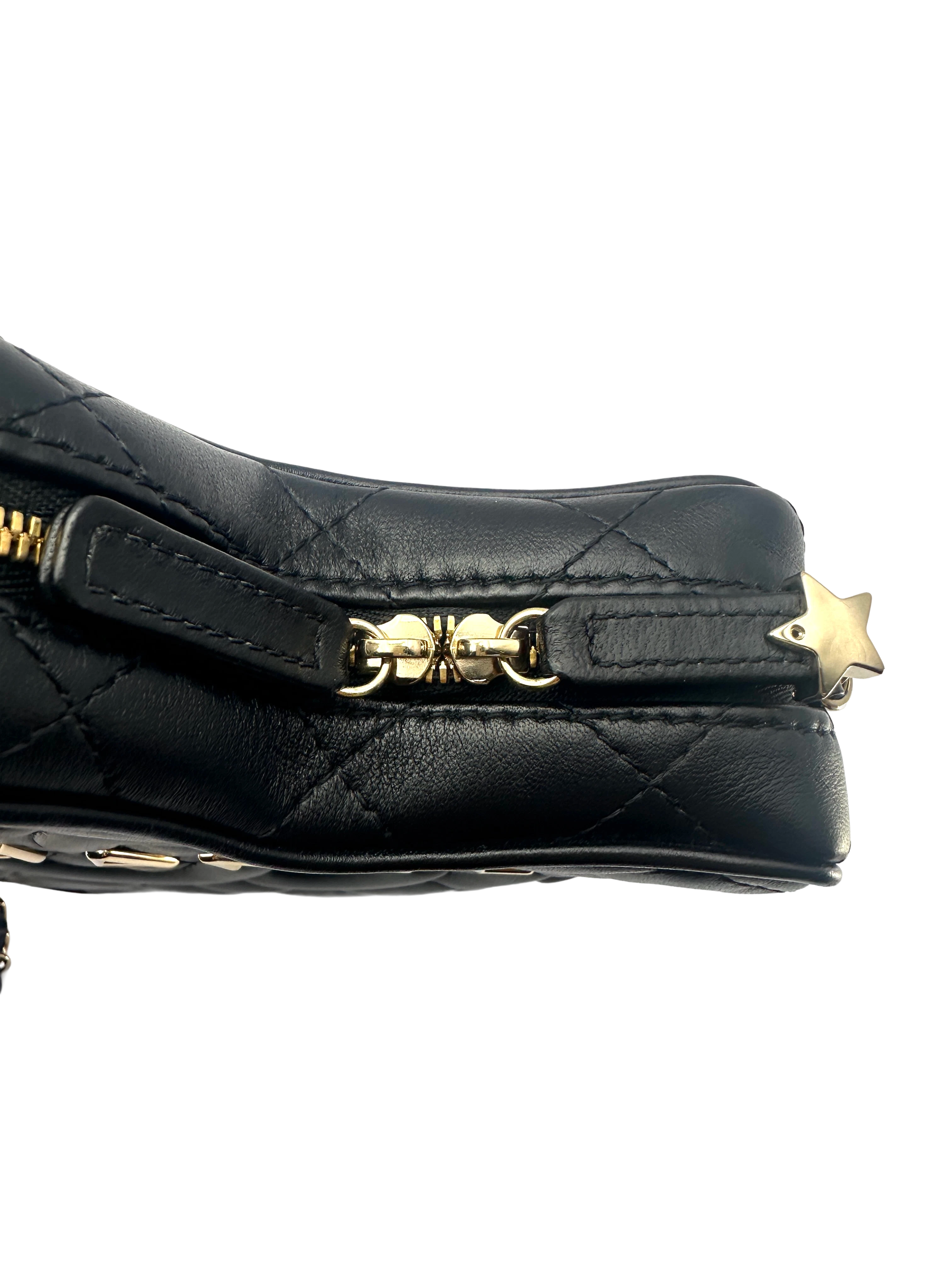 Chanel Walk of Fame Star Quilted Lambskin Chain Bag Black GHW