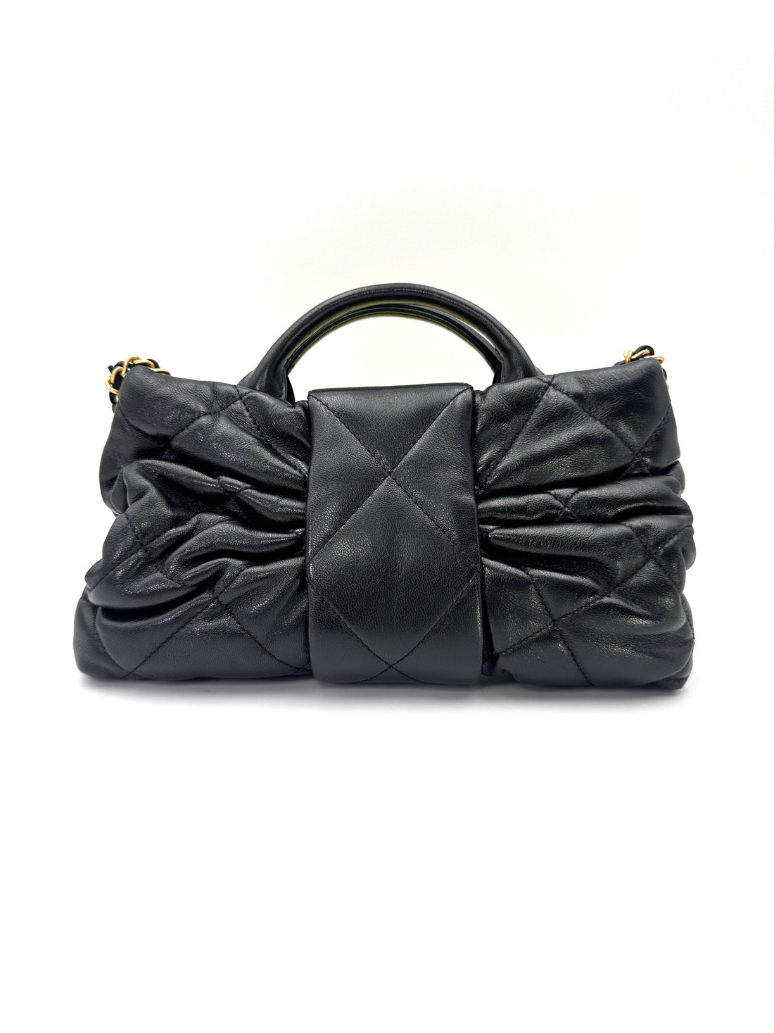 Chanel Bow Handle Clutch Black Lambskin GHW