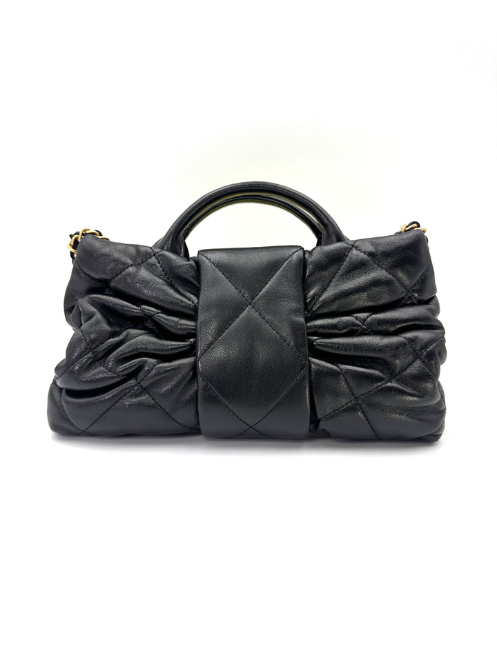 Chanel Bow Handle Clutch Black Lambskin GHW