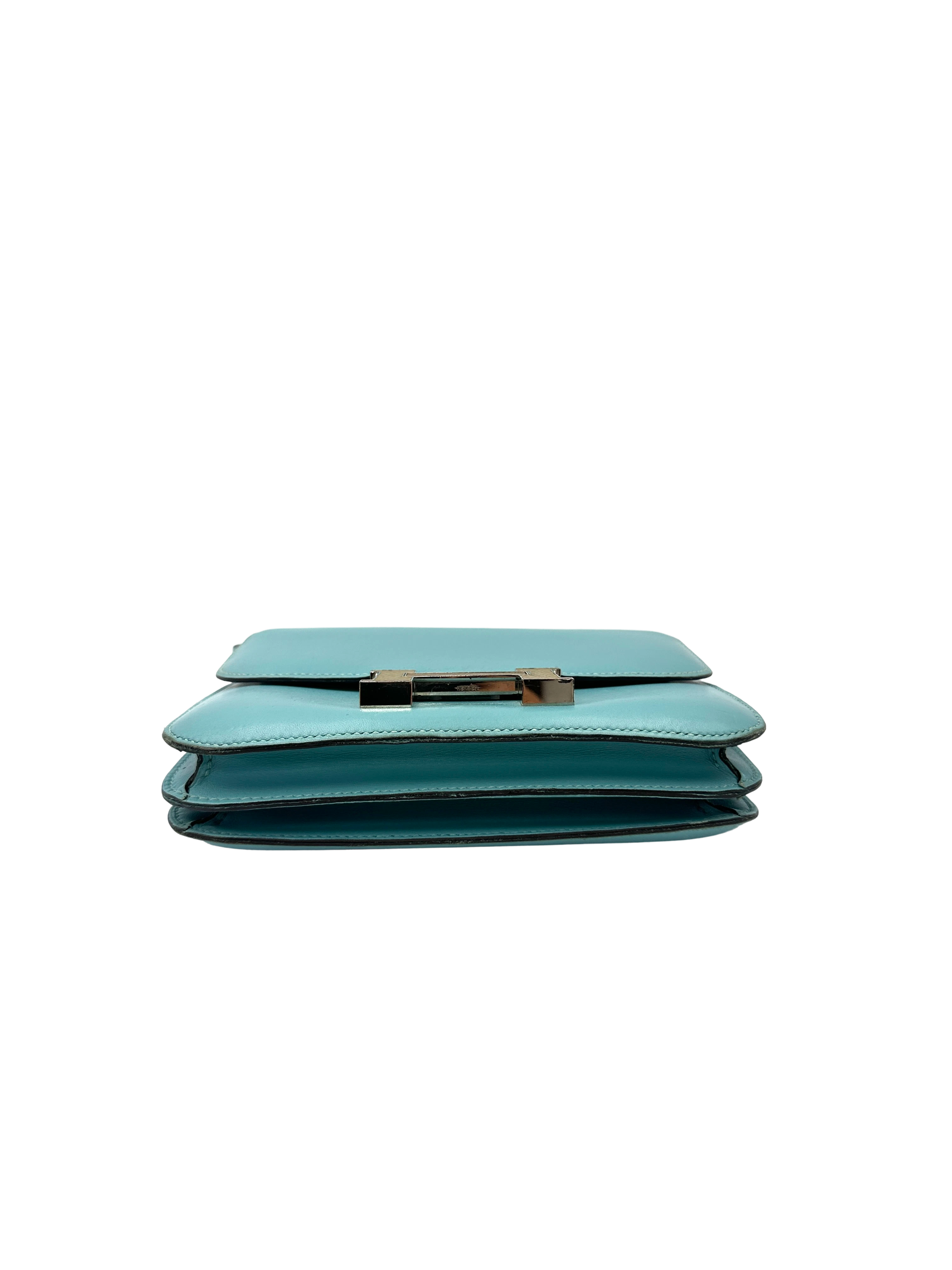 Hermès Constance 19 Bleu Turquoise Box Calfskin Lizard Touch PHW