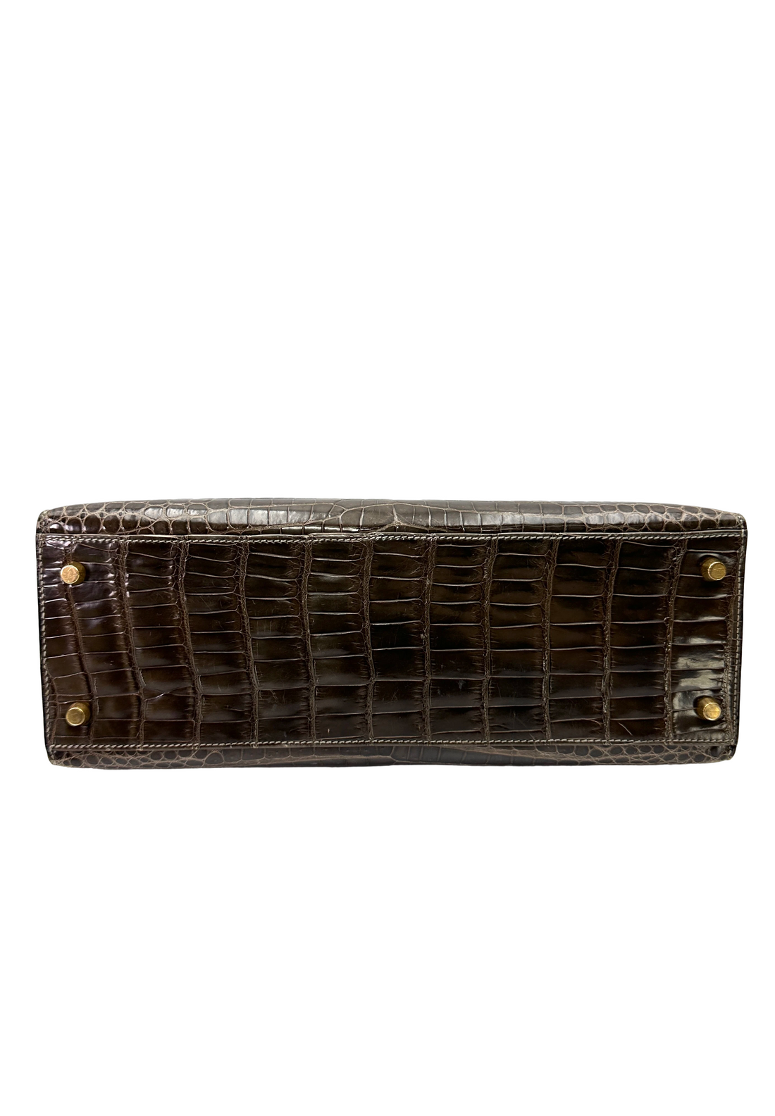 Hermès Kelly 32 Sellier Noir Shiny Crocodile Leather GHW