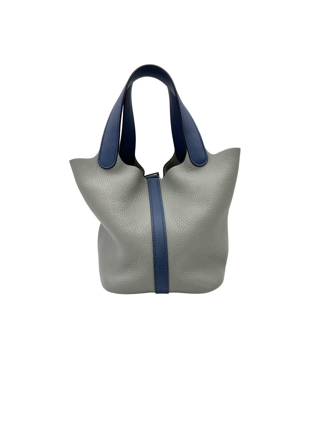 Hermès Picotin Lock 18 Eclat Gris Mouette / Bleu Agate Clemence PHW