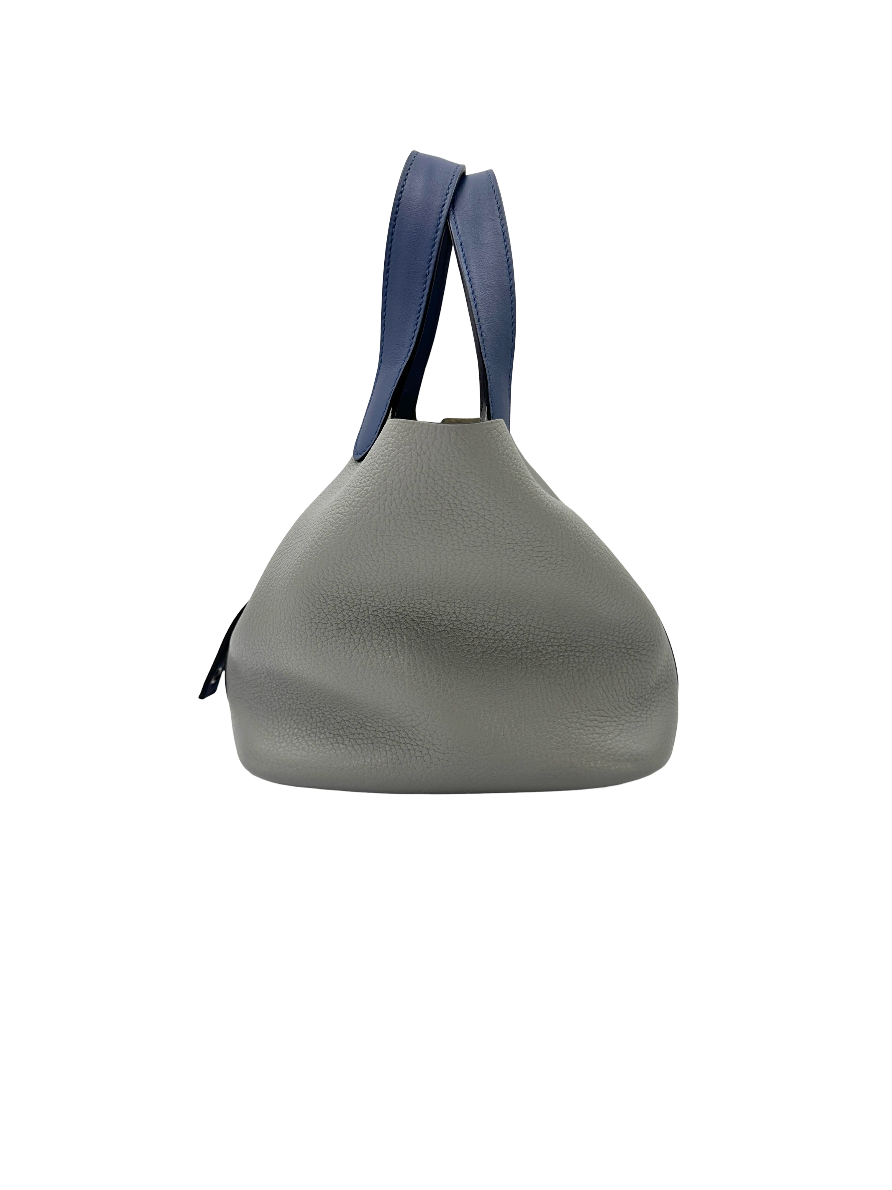 Hermès Picotin Lock 18 Eclat Gris Mouette / Bleu Agate Clemence PHW