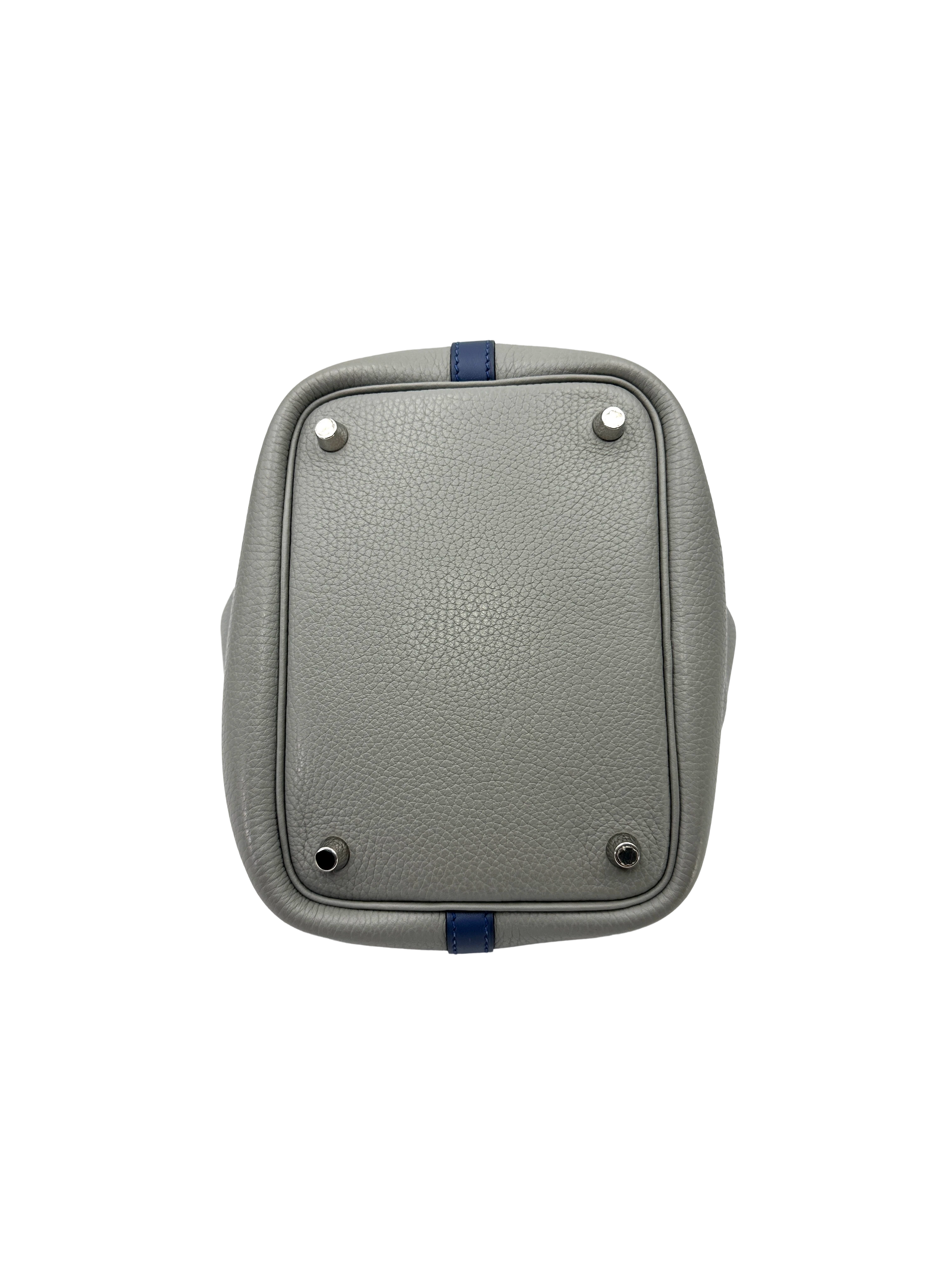 Hermès Picotin Lock 18 Eclat Gris Mouette / Bleu Agate Clemence PHW
