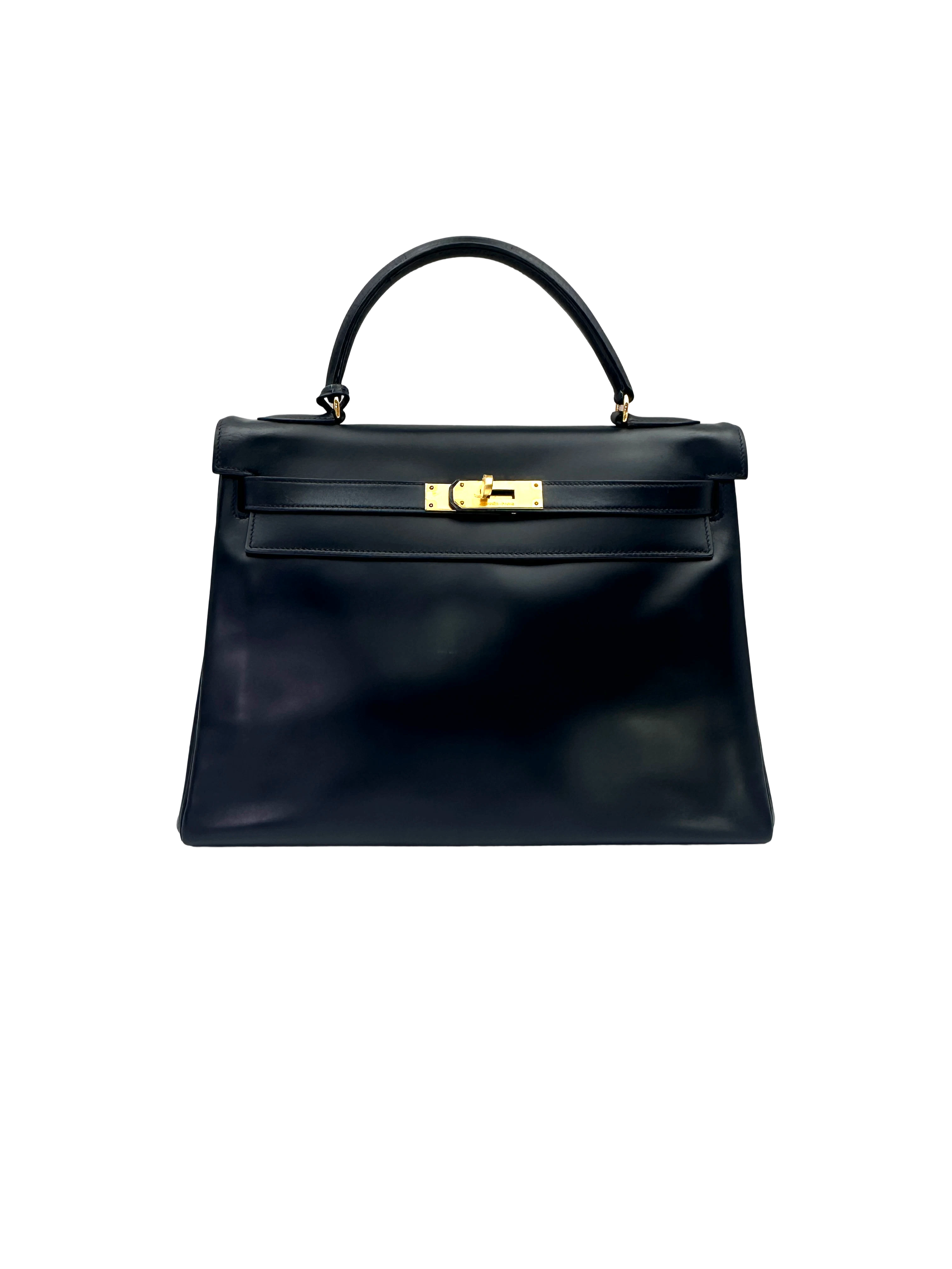 Hermès Kelly 32 Retourne Noir Box Calfskin GHW