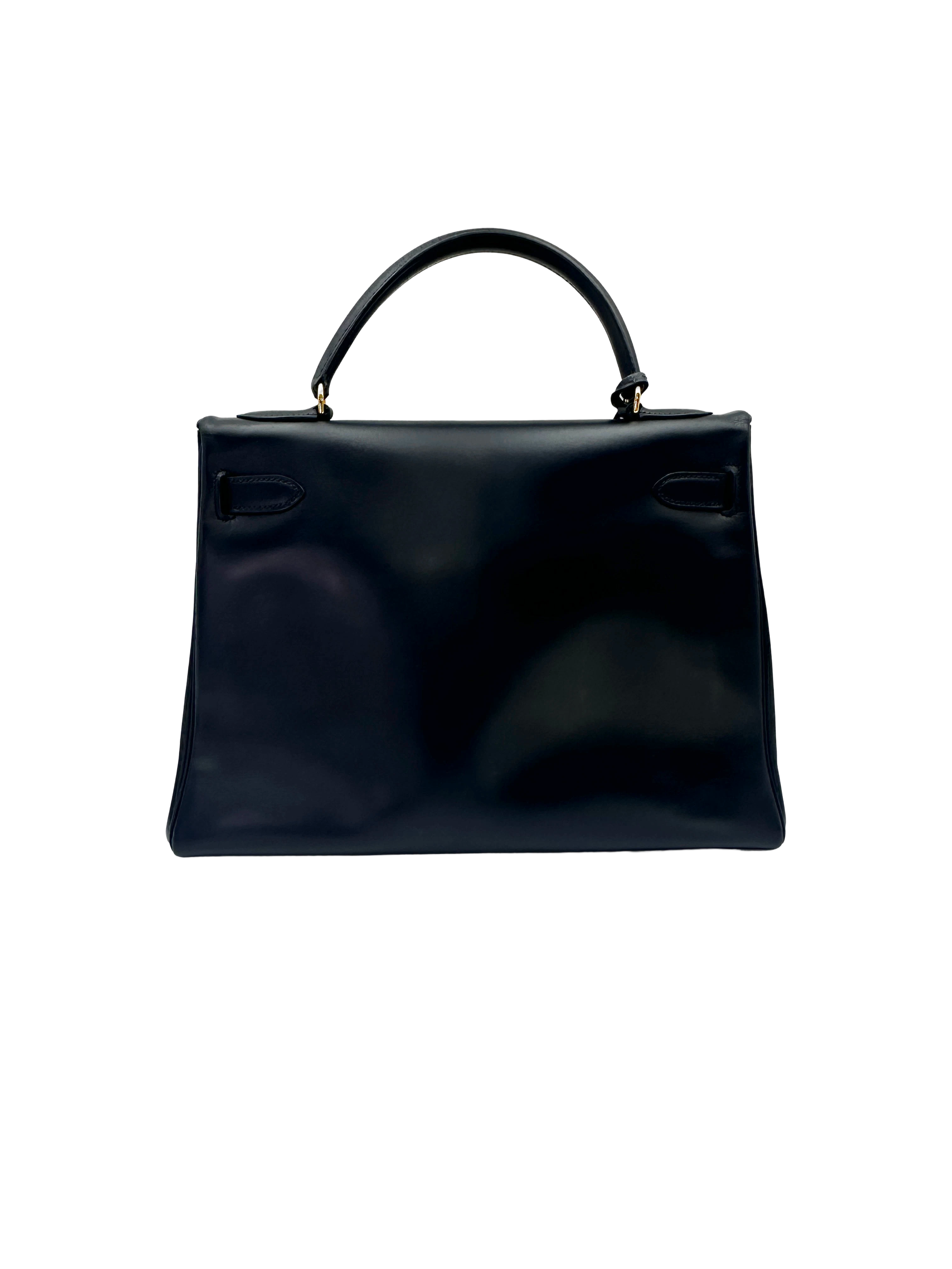 Hermès Kelly 32 Retourne Noir Box Calfskin GHW