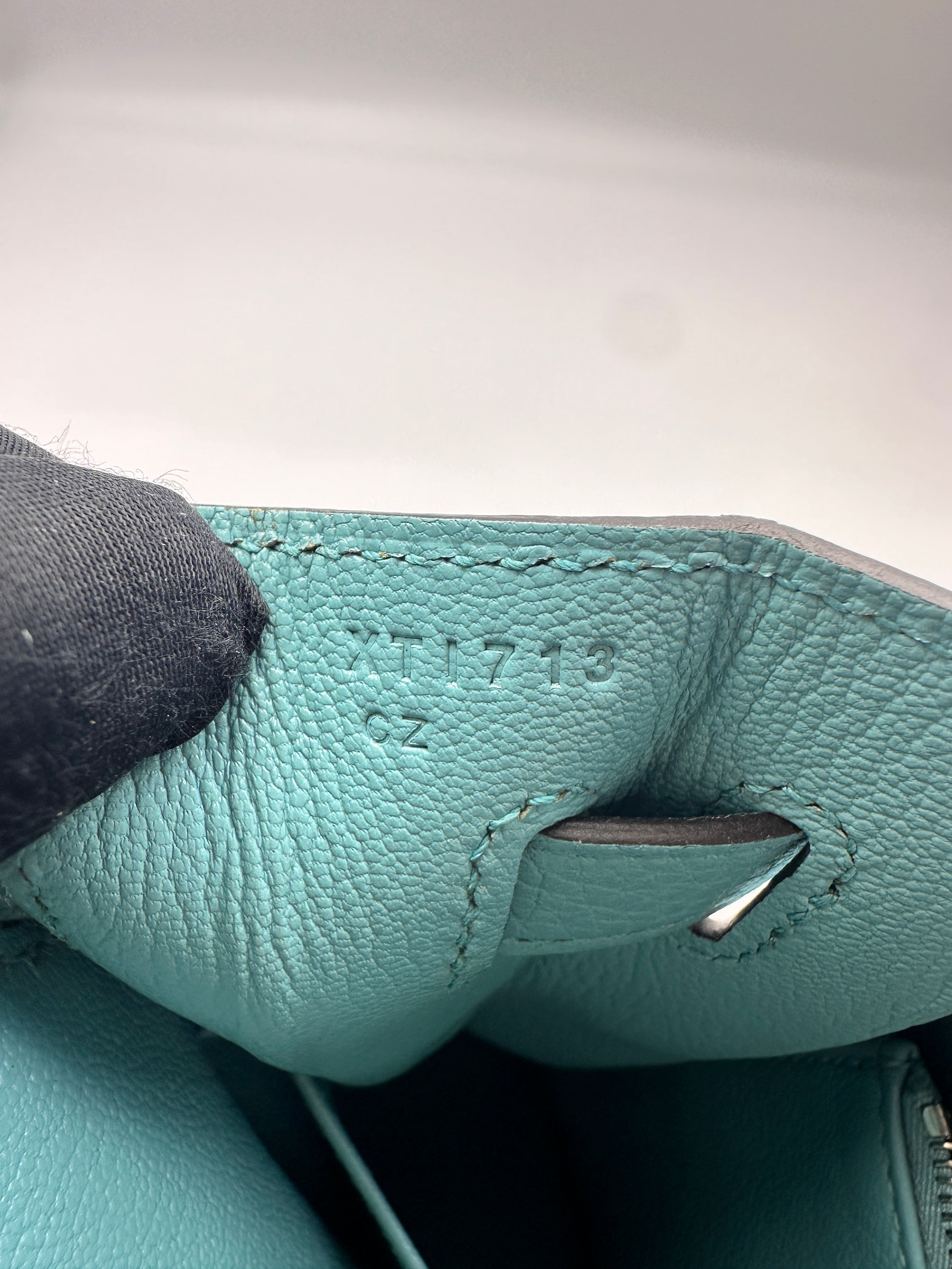 Hermès Kelly 35 Retourne Blue Atoll Clemence PHW
