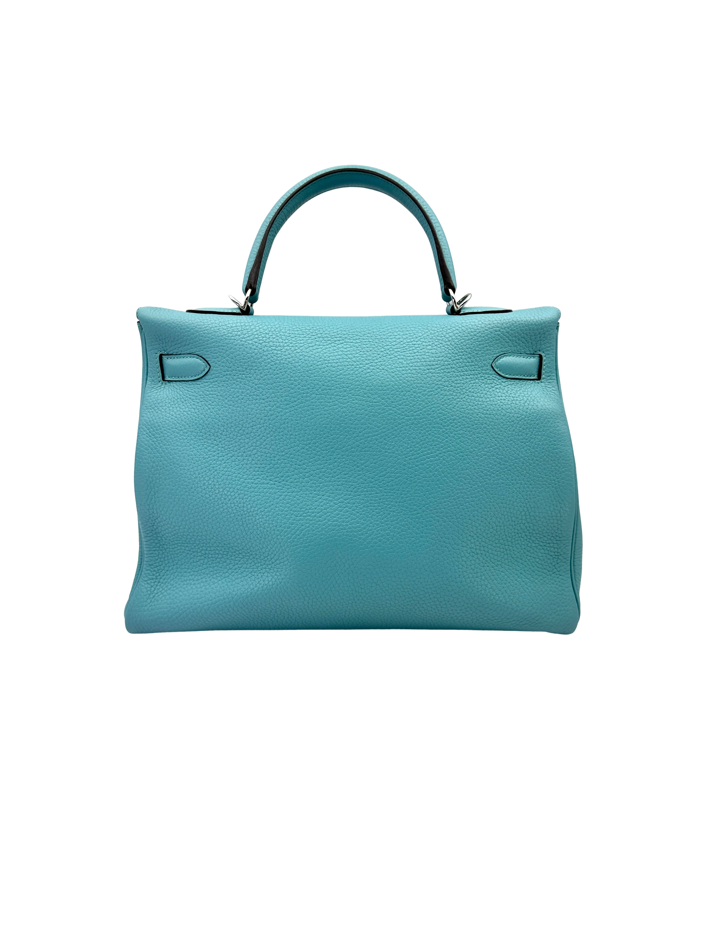 Hermès Kelly 35 Retourne Blue Atoll Clemence PHW