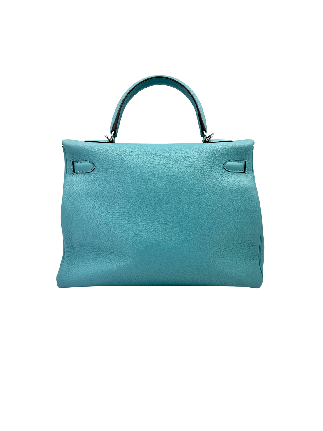 Hermès Kelly 35 Retourne Blue Atoll Clemence PHW
