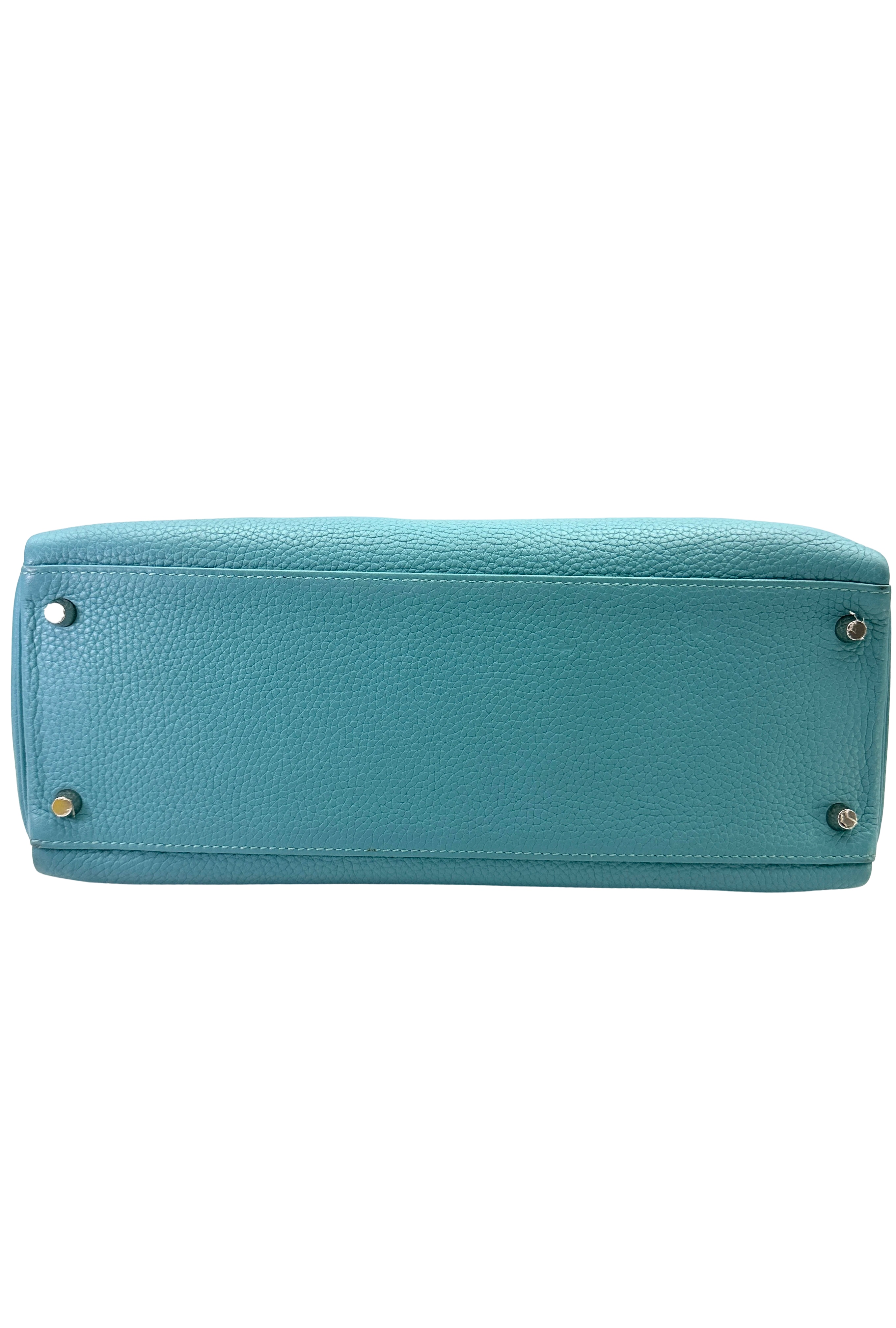 Hermès Kelly 35 Retourne Blue Atoll Clemence PHW