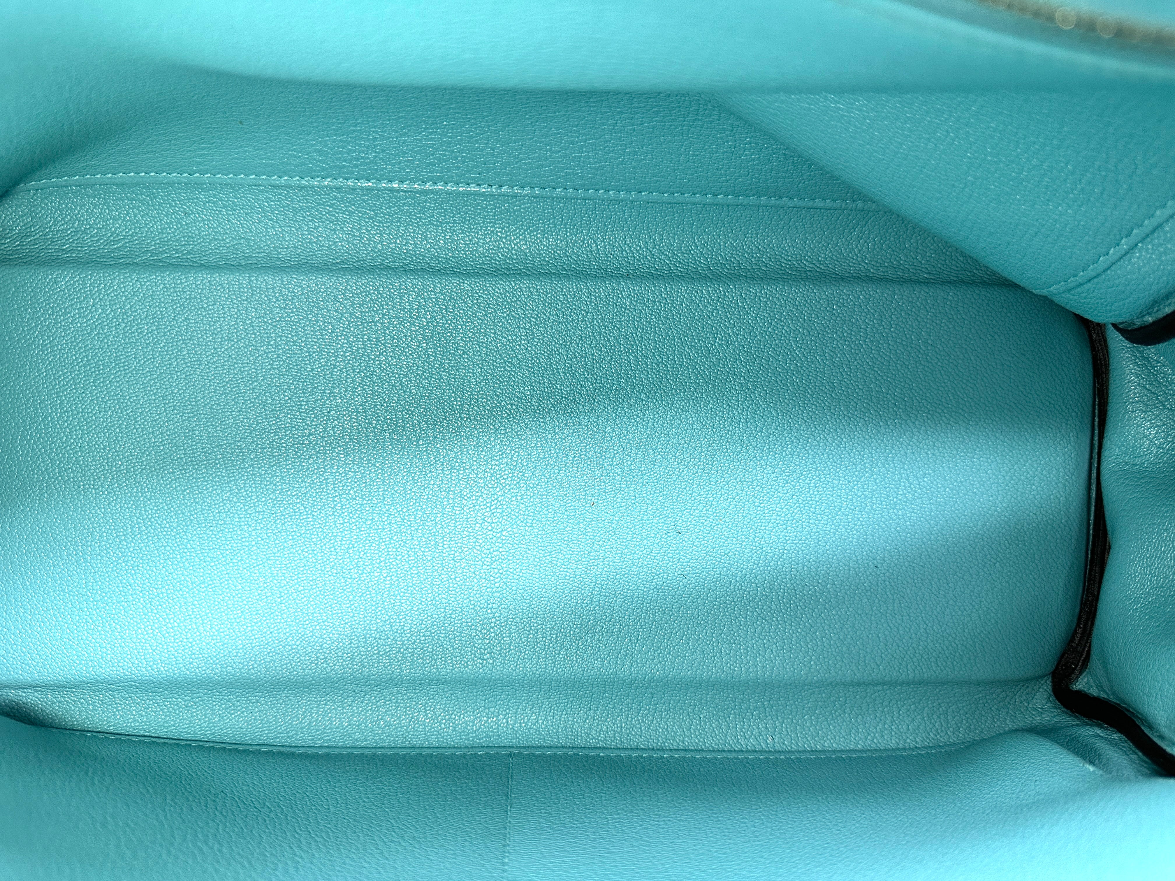Hermès Kelly 35 Retourne Blue Atoll Clemence PHW