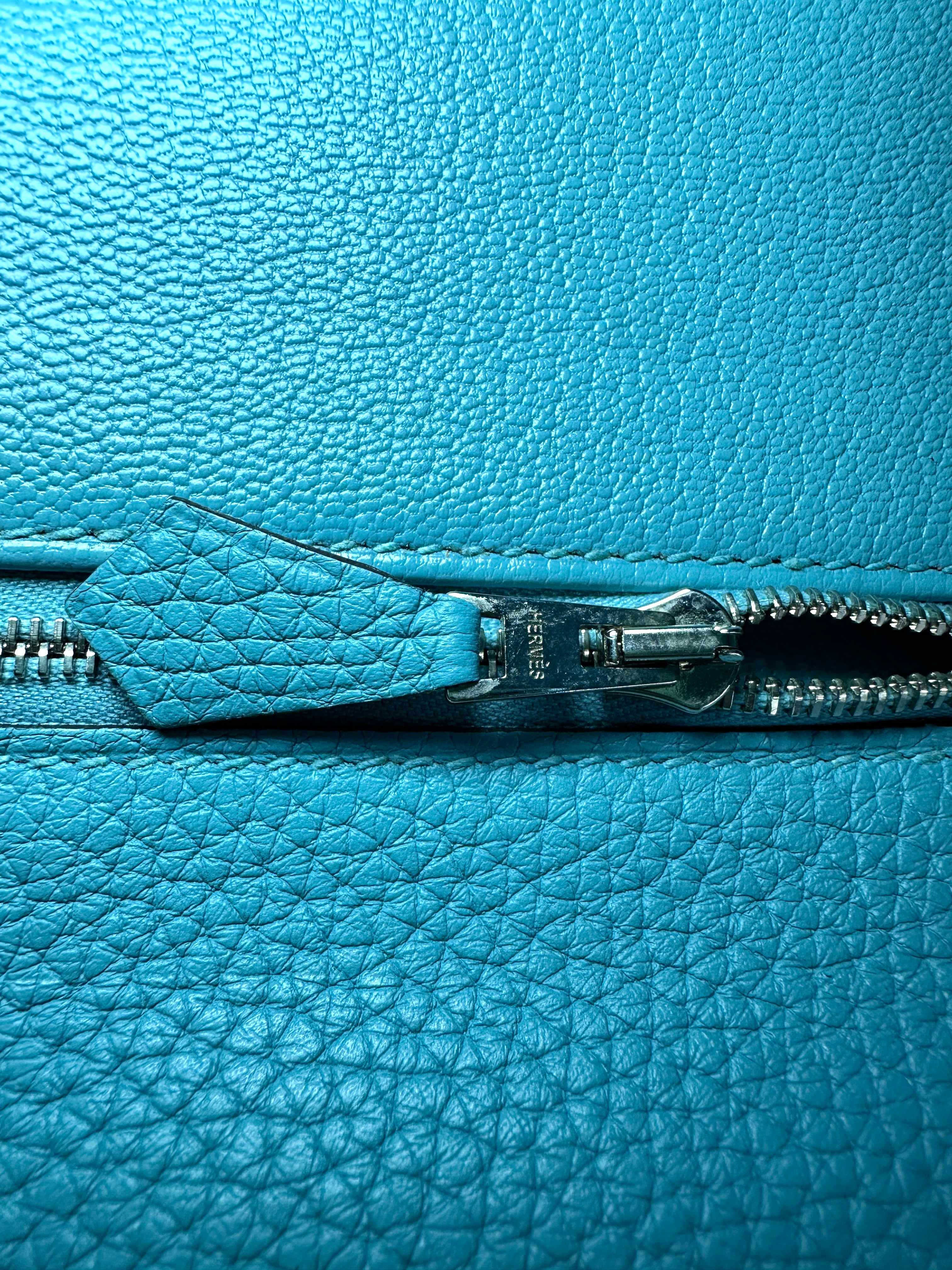 Hermès Kelly 35 Retourne Blue Atoll Clemence PHW