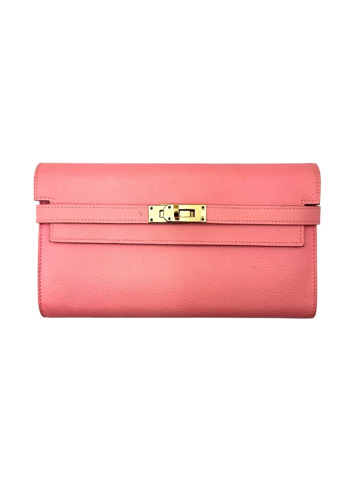 Hermès Kelly Classic Long Wallet Rose Sakura Epsom GHW