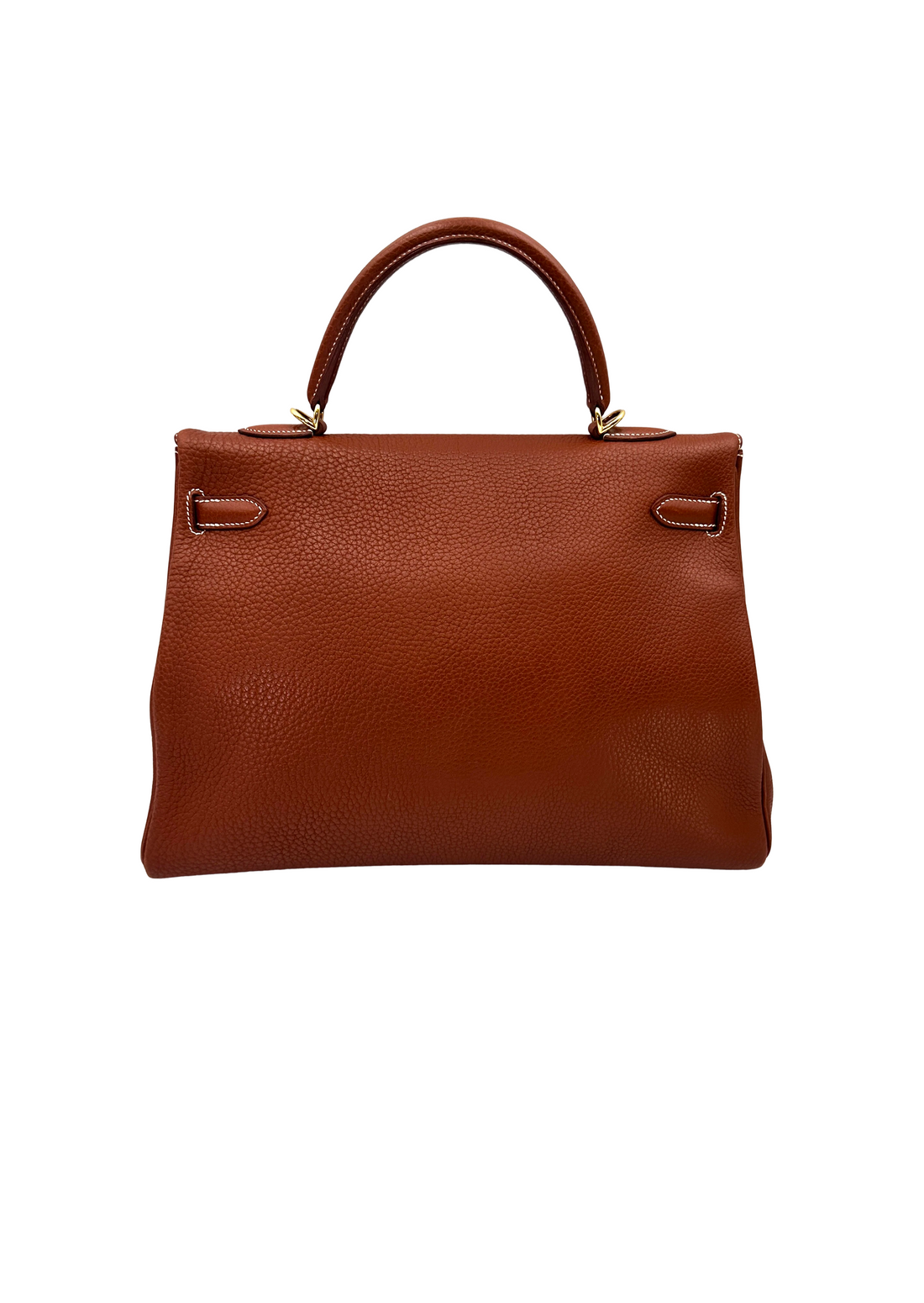 Hermès Kelly 35 Retourne Maple Brown GHW White Stitching (Square D Stamp)