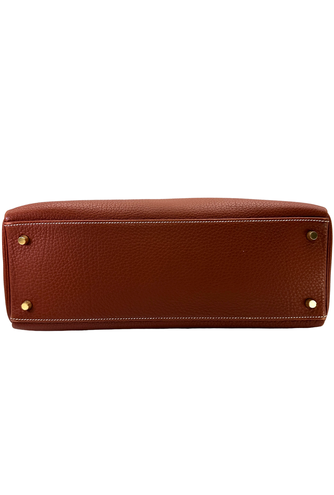 Hermès Kelly 35 Retourne Maple Brown GHW White Stitching (Square D Stamp)