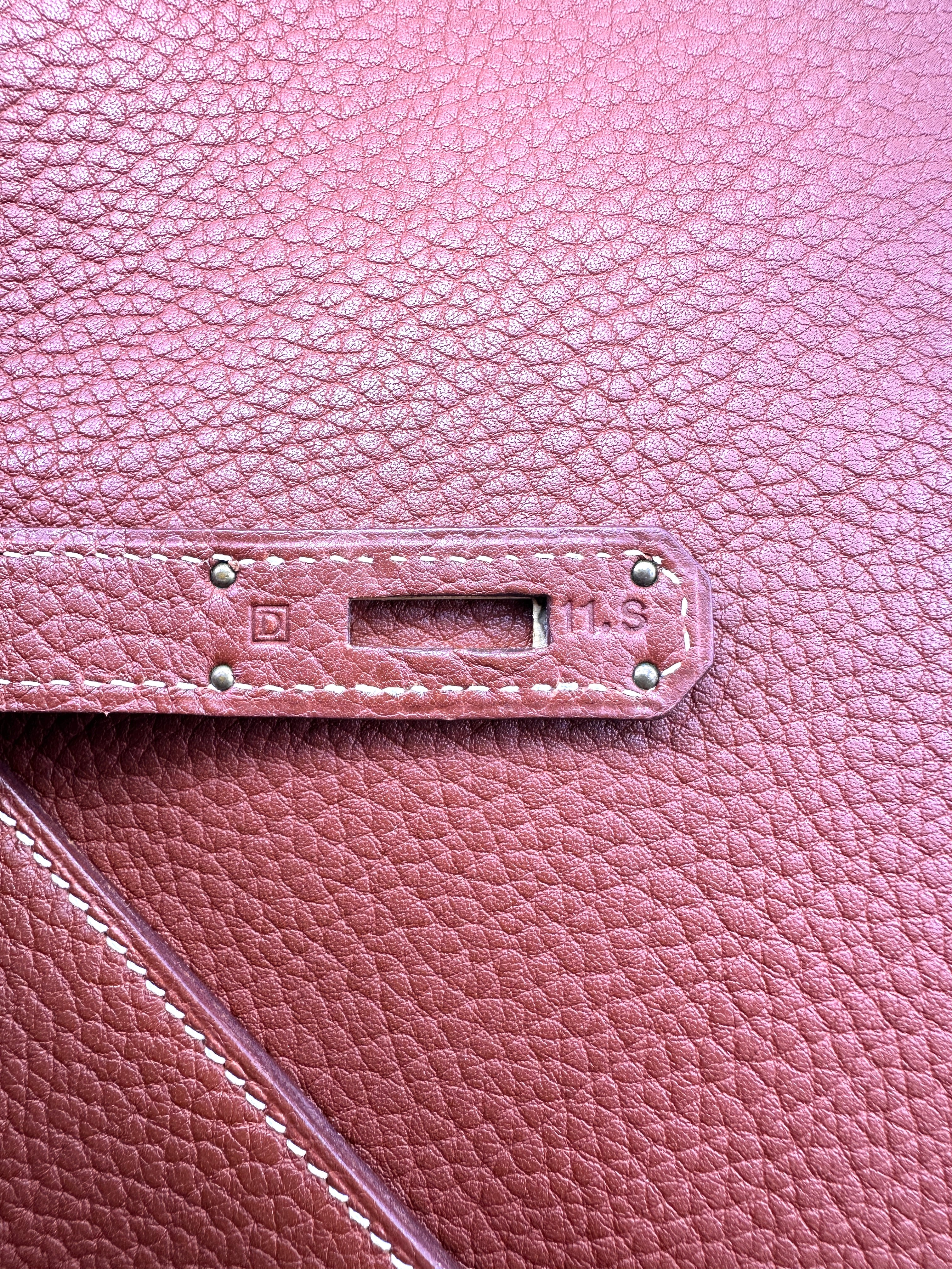 Hermès Kelly 35 Retourne Maple Brown GHW White Stitching (Square D Stamp)