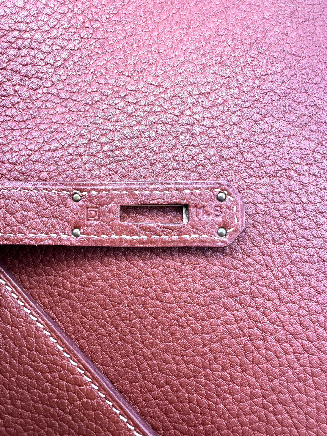 Hermès Kelly 35 Retourne Maple Brown GHW White Stitching (Square D Stamp)