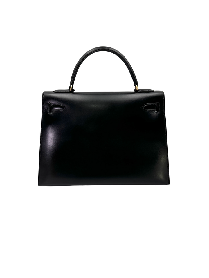 Hermès Kelly 32 Sellier Black Box Calfskin GHW (Circle P Stamp)