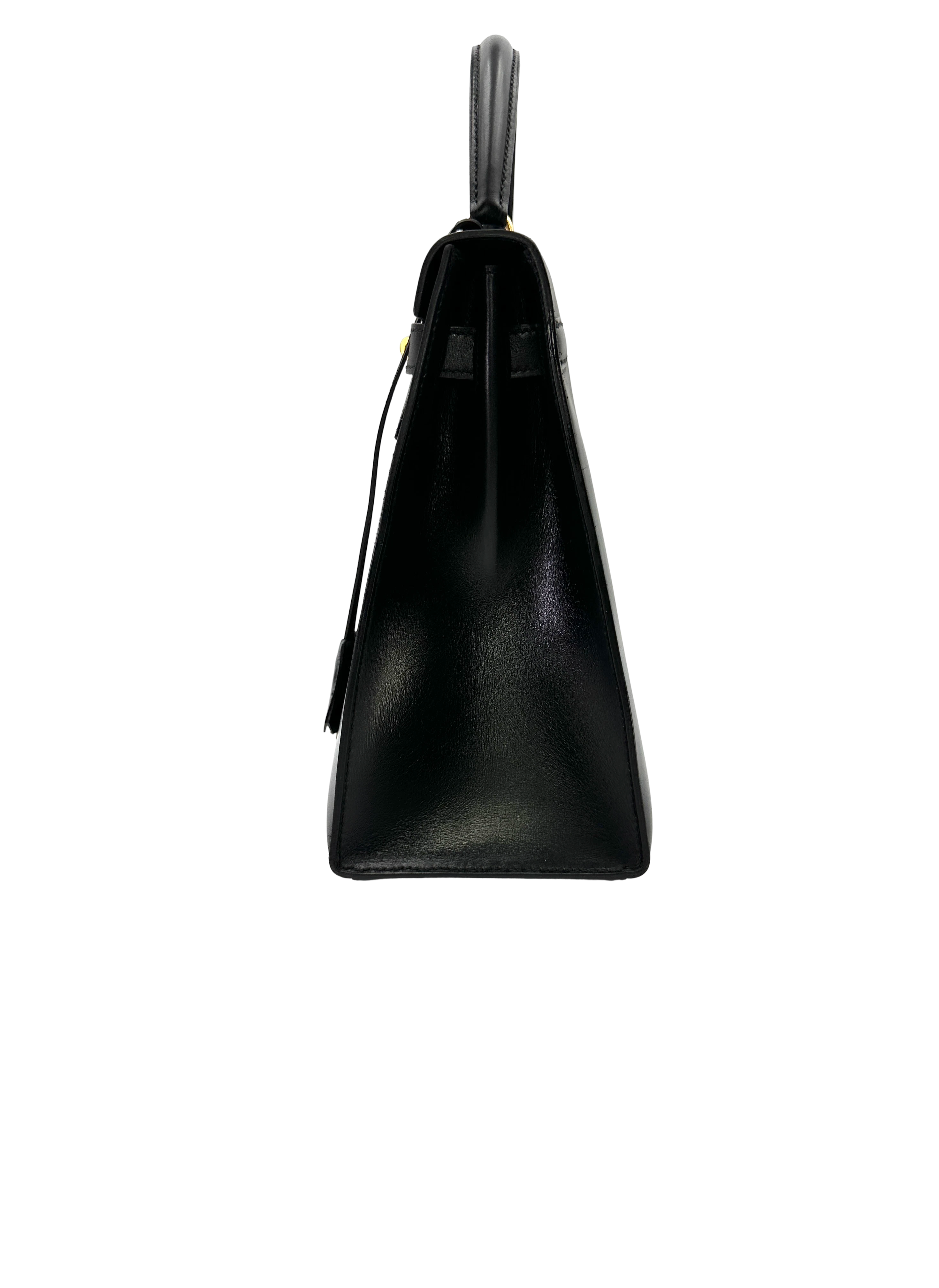 Hermès Kelly 32 Sellier Black Box Calfskin GHW (Circle P Stamp)