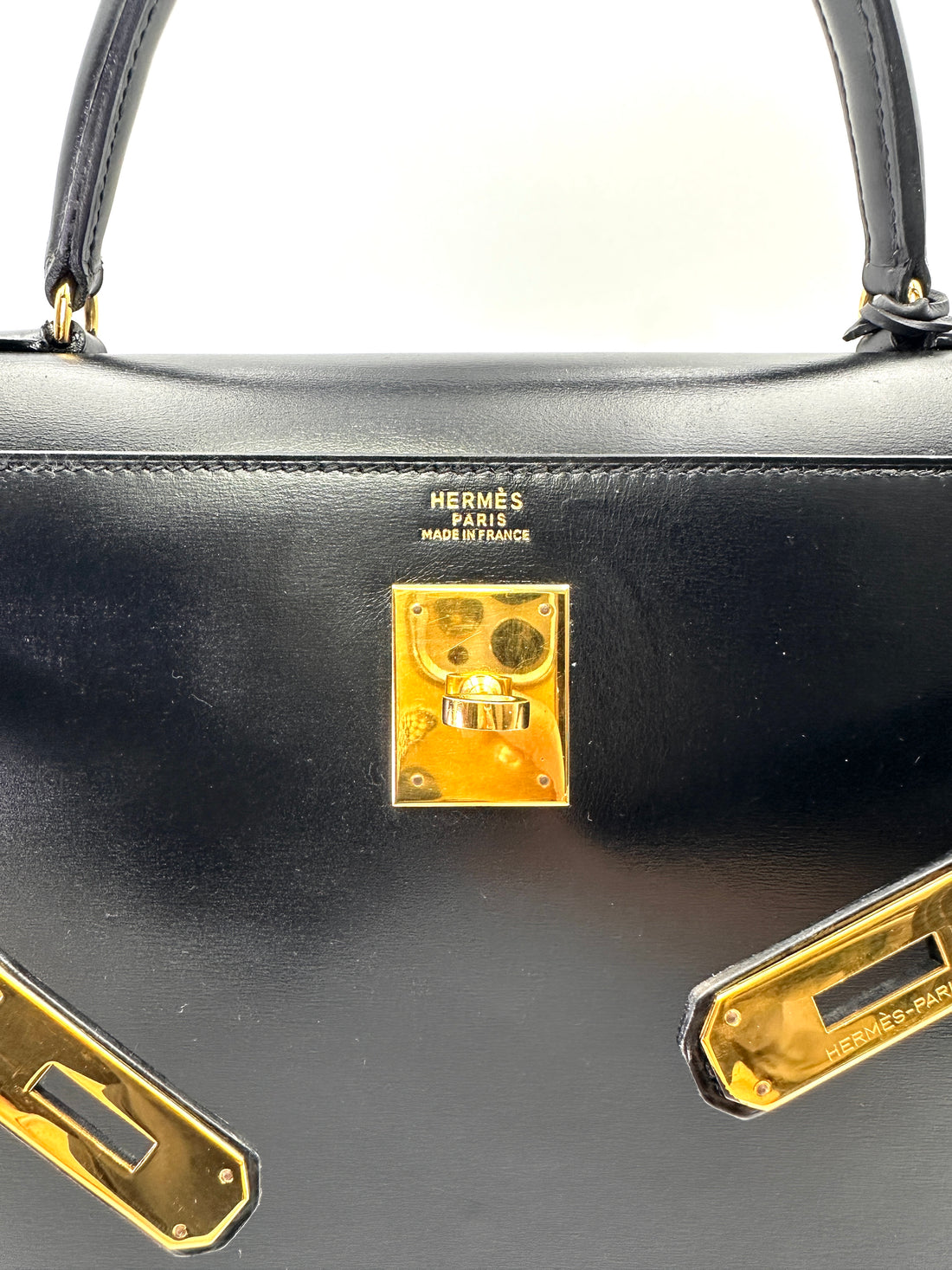 Hermès Kelly 32 Sellier Black Box Calfskin GHW (Circle P Stamp)