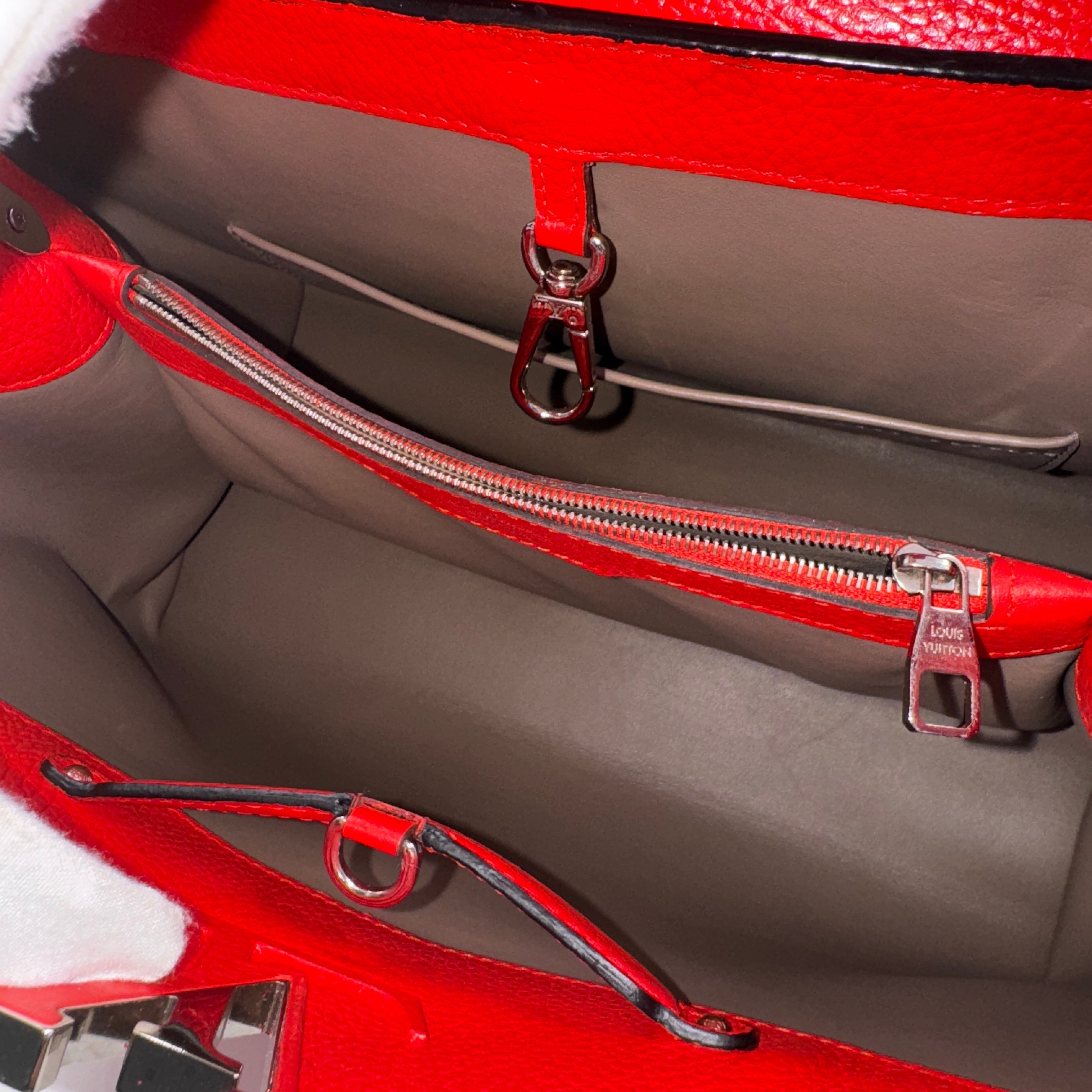 Louis Vuitton Taurillon Capucines PM Handbag red in leather