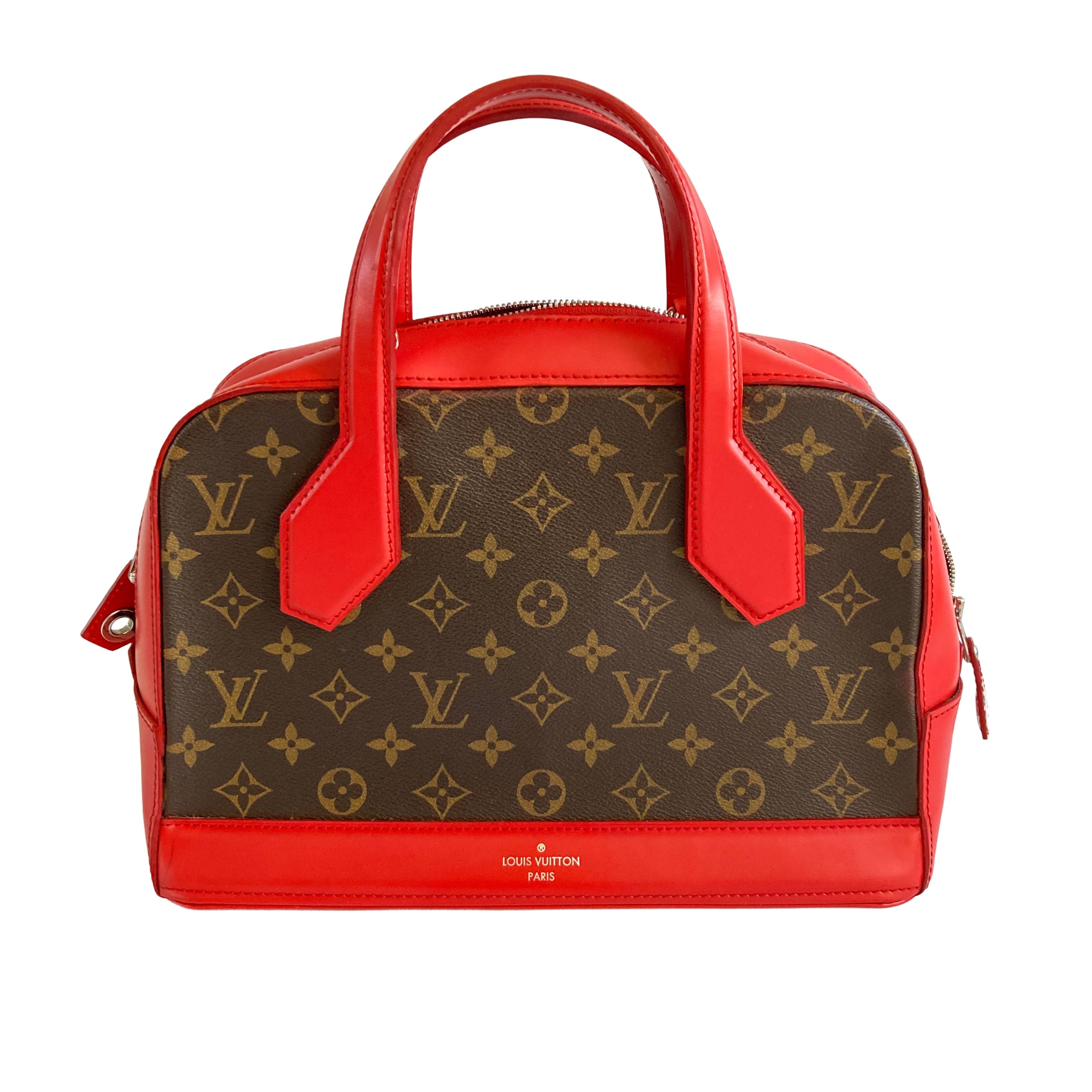 Louis Vuitton Classic Monogram Dora Canvas and Calfskin PM Red